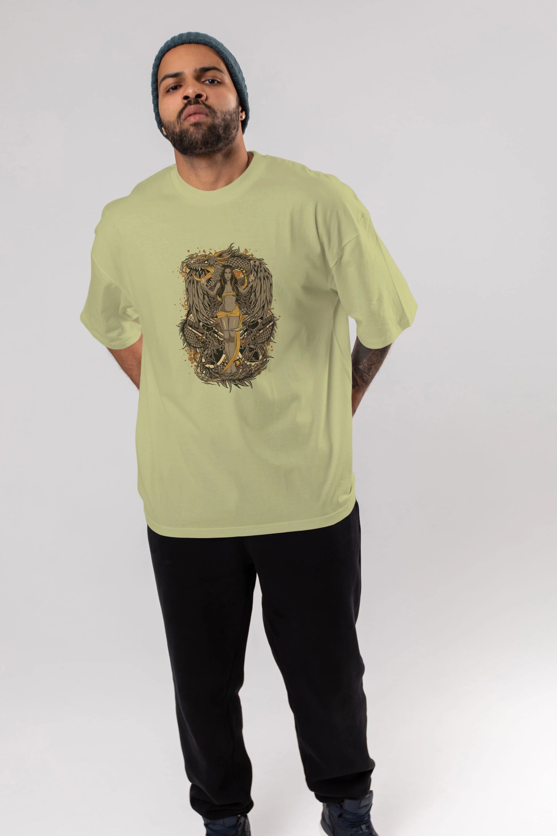 TRIBAL (3) Anime Ön Baskılı Oversize t-shirt %100 pamuk Erkek Kadın Unisex