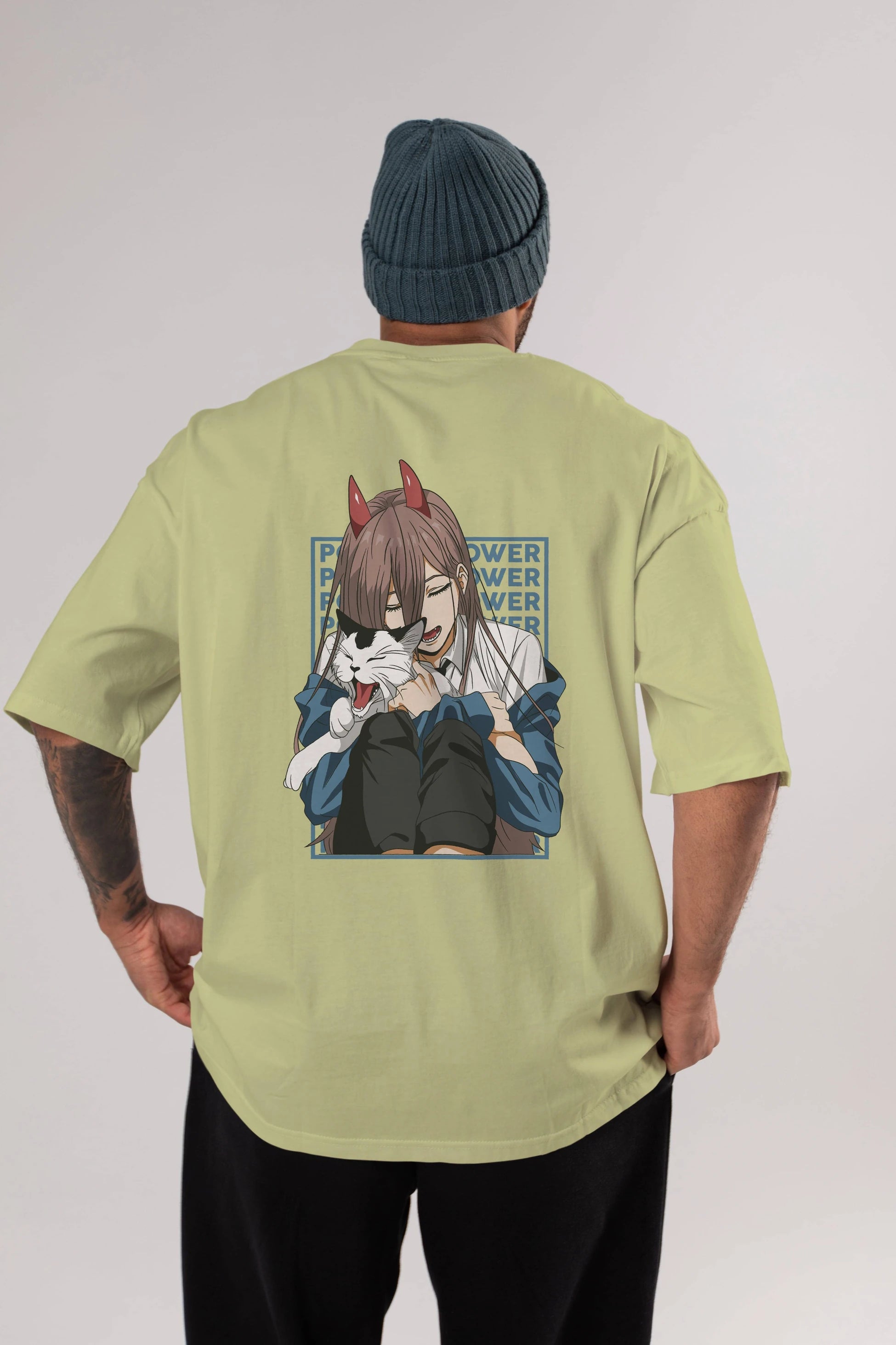 POWER CHAINSAWMAN Anime Arka Baskılı Oversize t-shirt Erkek Kadın Unisex