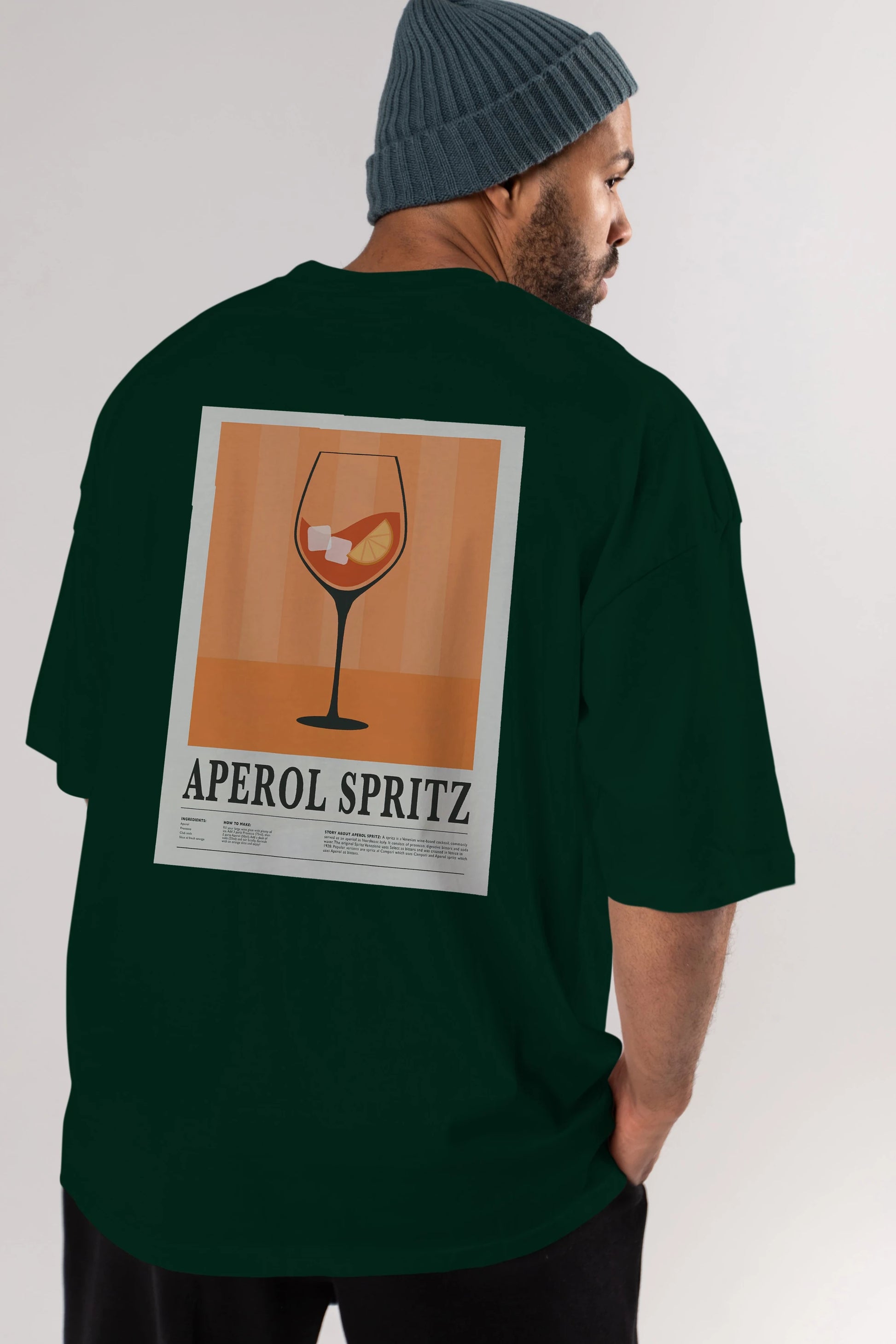 Aperol Spritz 8 Arka Baskılı Oversize t-shirt Erkek Kadın Unisex %100 Pamuk Bisiklet Yaka tişort