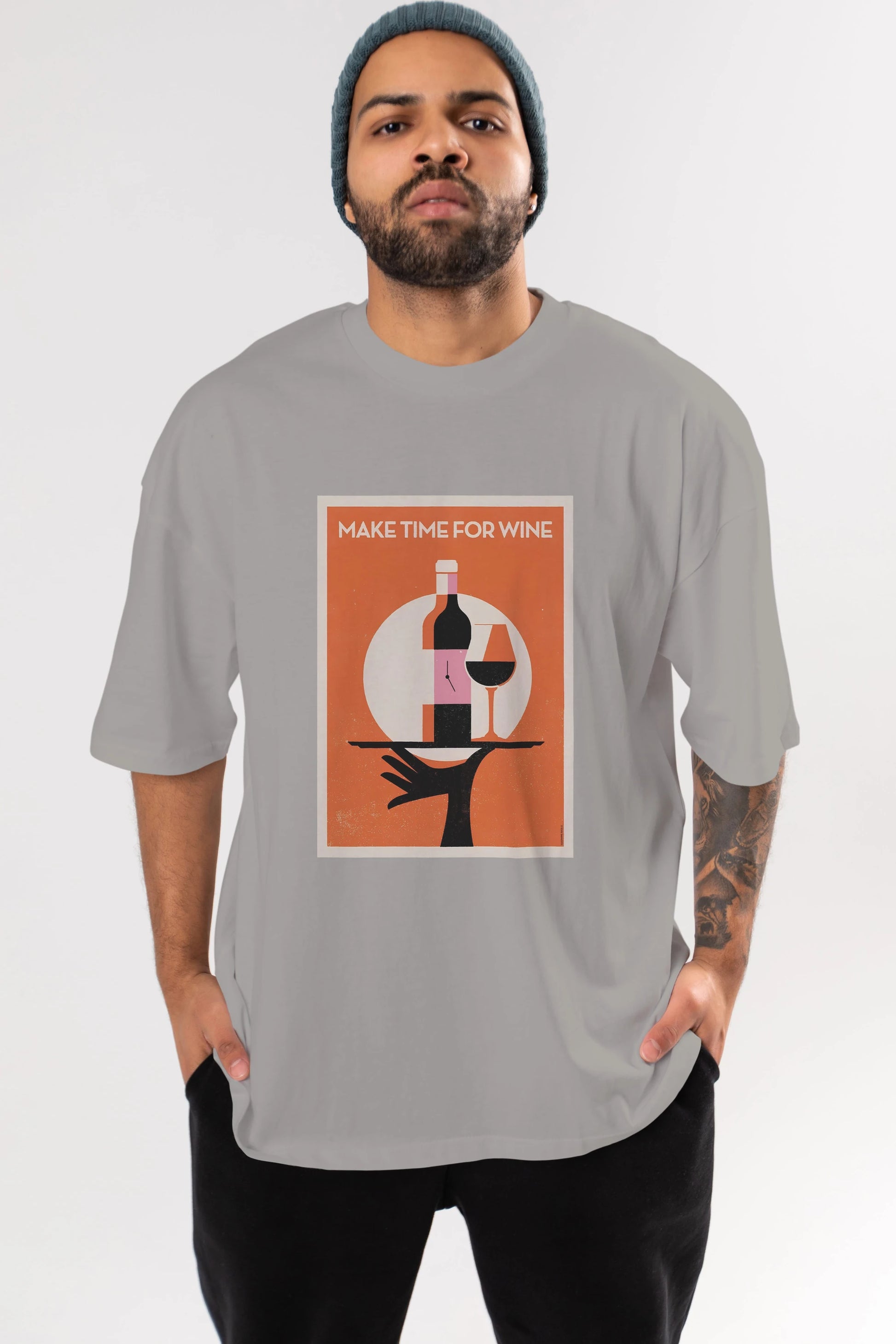 Make Time For Wine Ön Baskılı Oversize t-shirt Erkek Kadın Unisex %100 Pamuk Bisiklet Yaka tişort