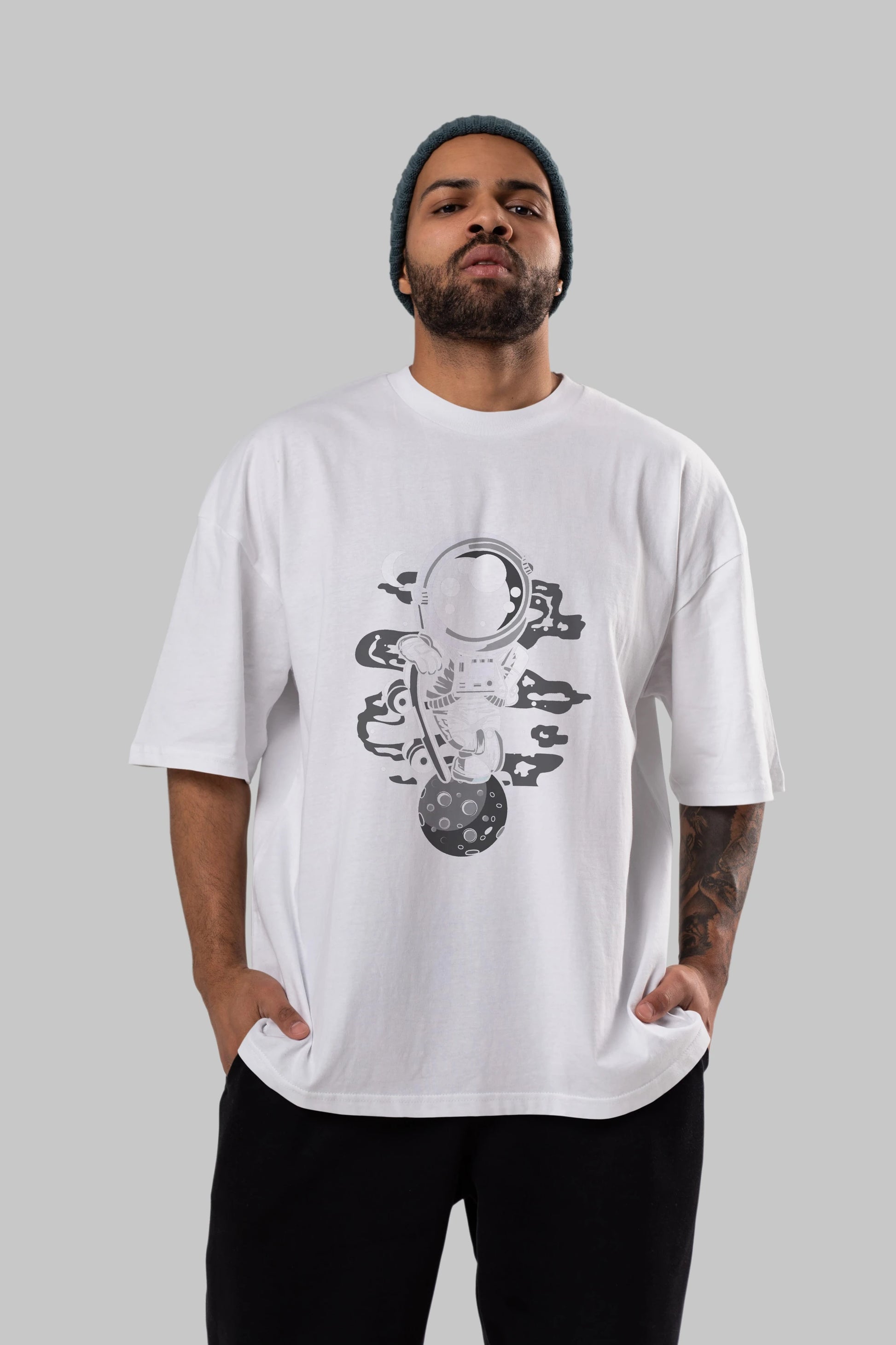 Astronaut Skater Boy Ön Baskılı Oversize t-shirt Erkek Kadın Unisex
