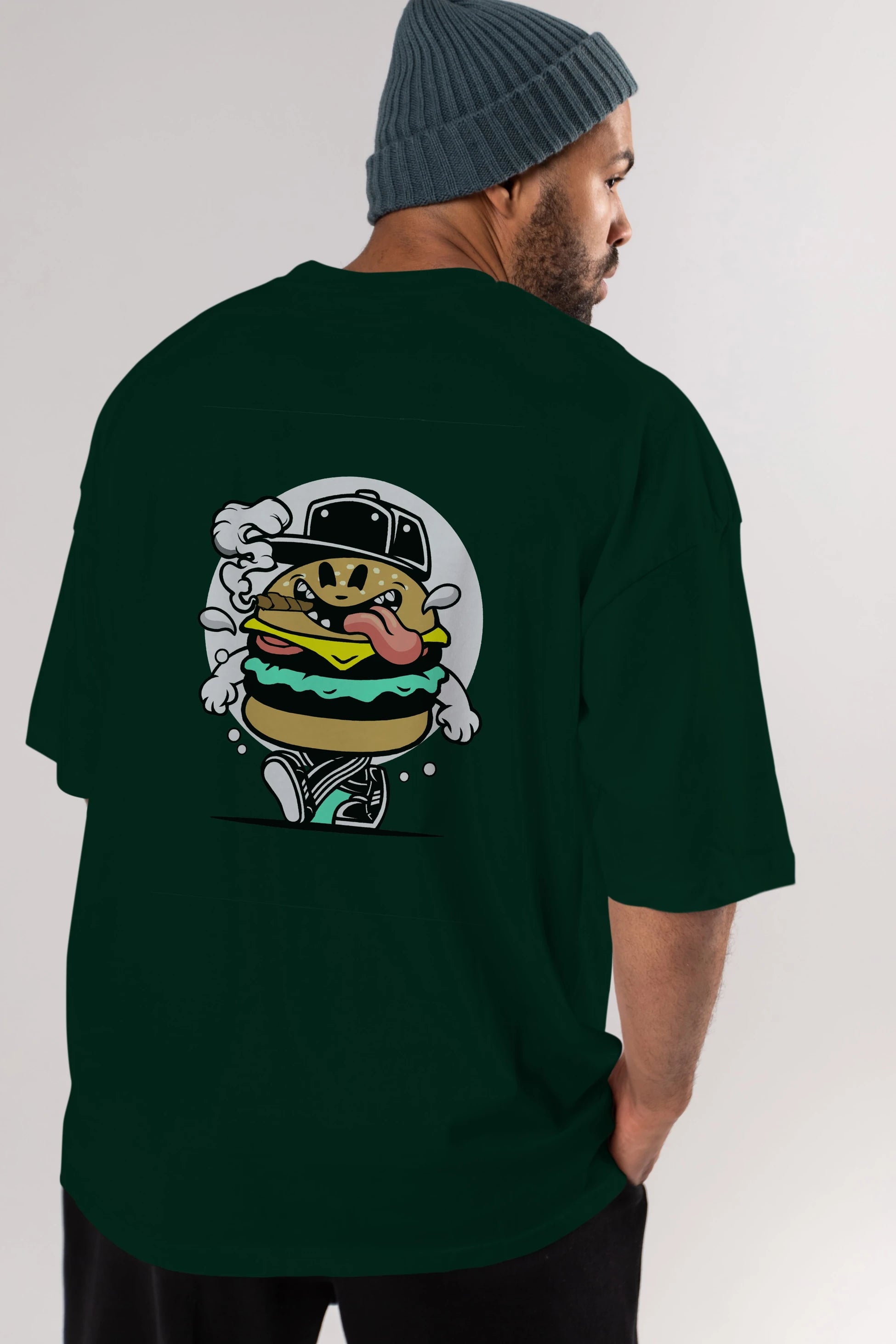 Burger Guy Arka Baskılı Oversize t-shirt Erkek Kadın Unisex %100 Pamuk tişort