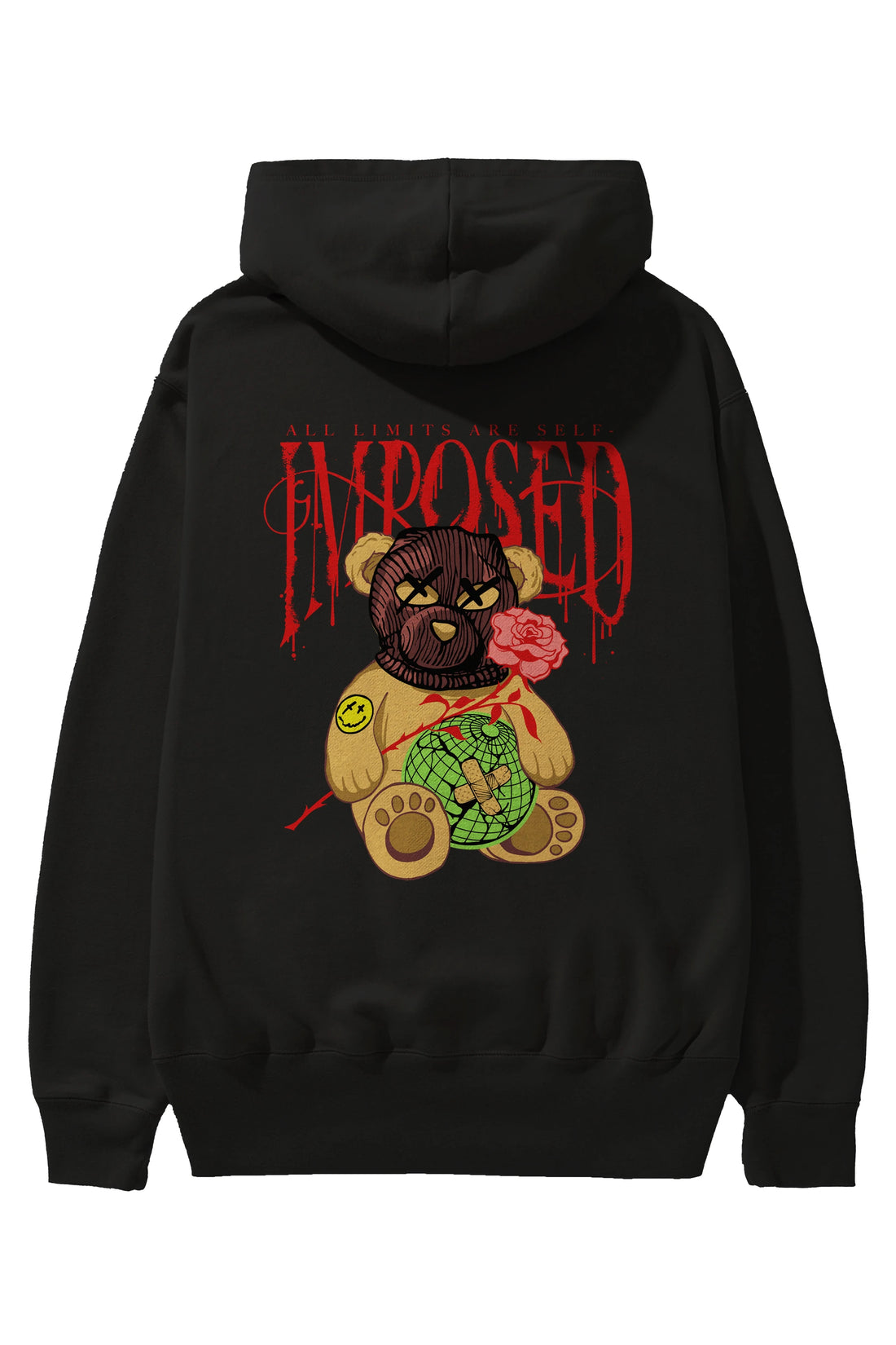 All Limits Bear Arka Baskılı Hoodie Oversize Kapüşonlu Sweatshirt Erkek Kadın Unisex