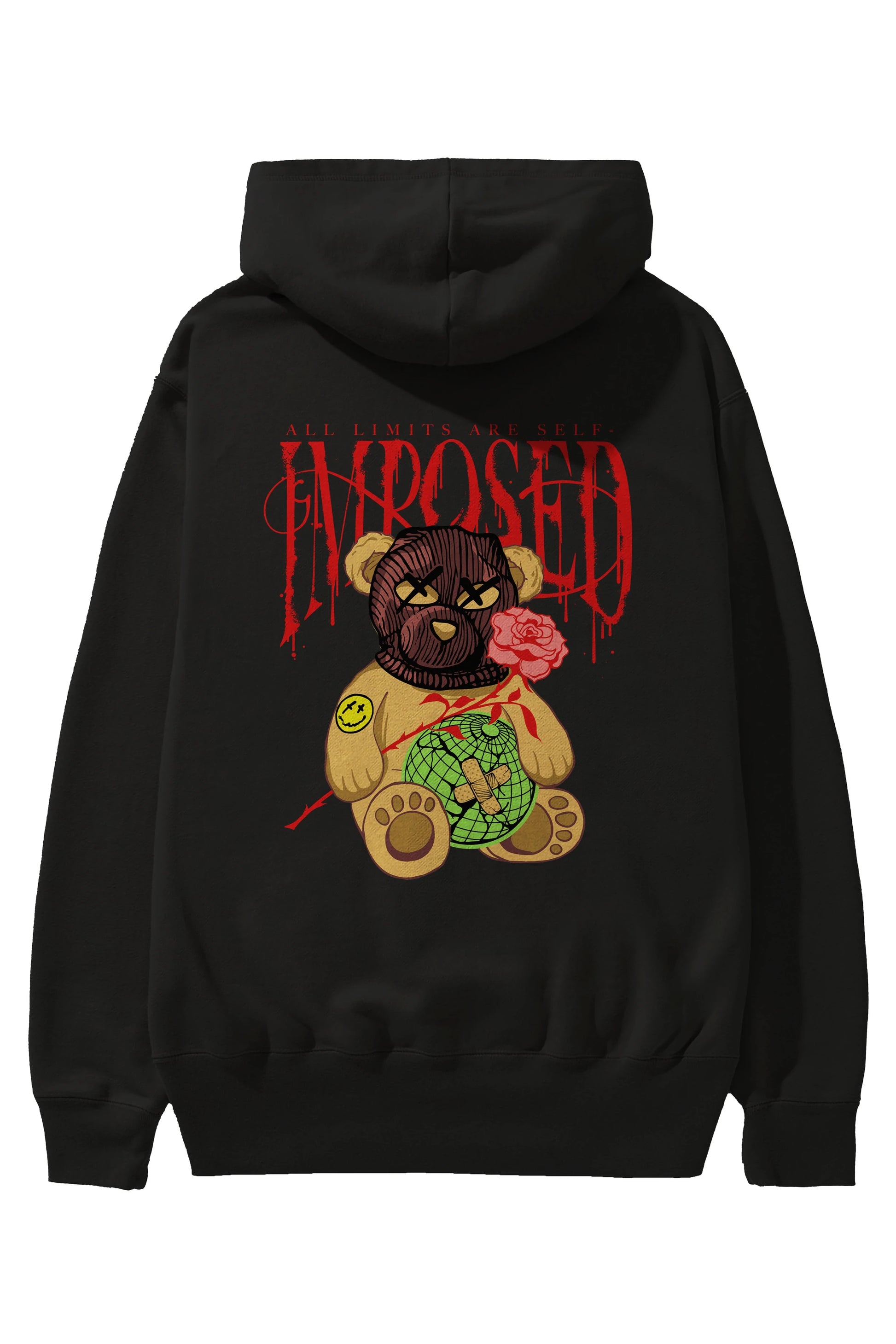 All Limits Bear Arka Baskılı Hoodie Oversize Kapüşonlu Sweatshirt Erkek Kadın Unisex