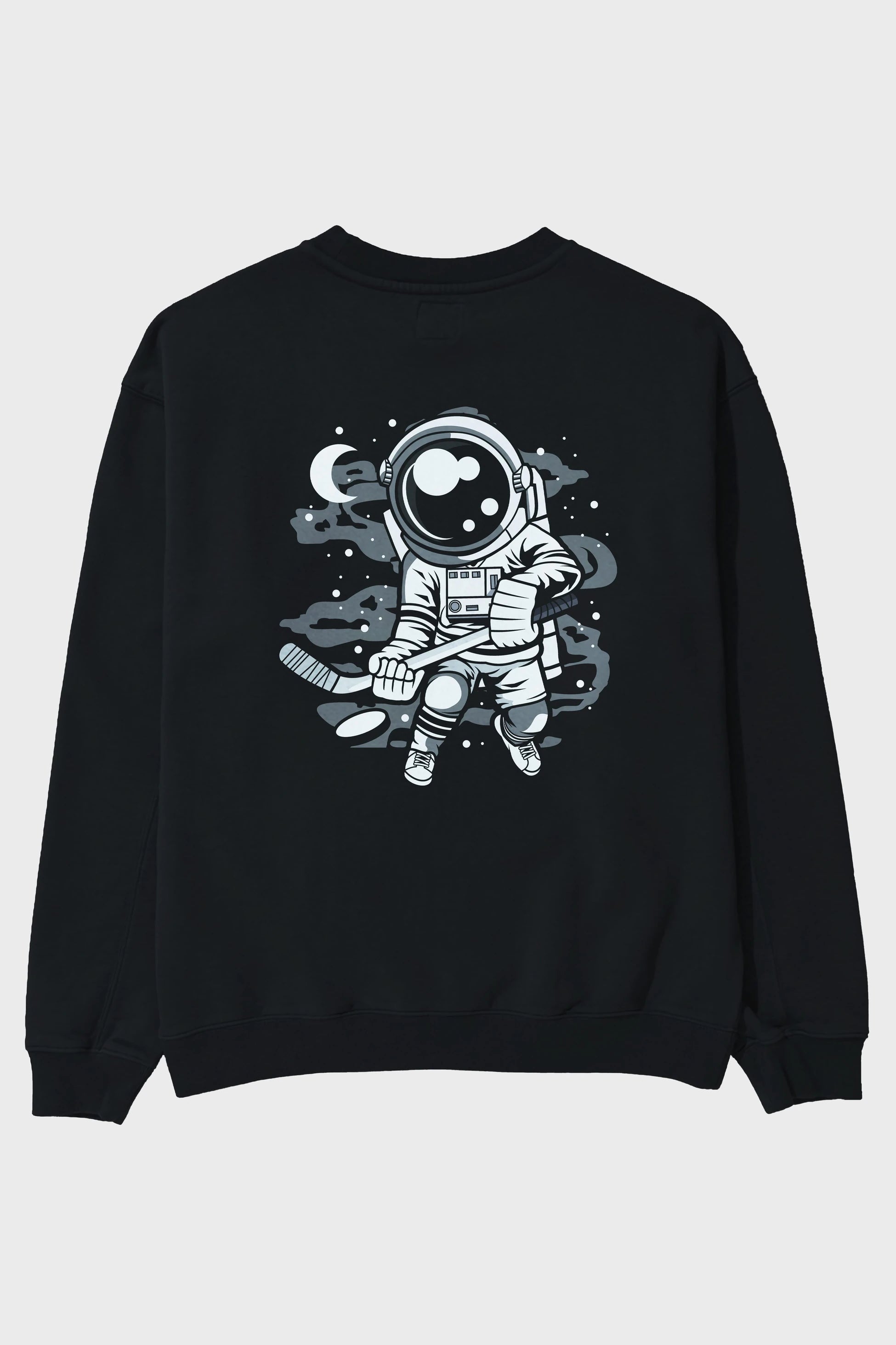 Hockey Player Astronaut Arka Baskılı Oversize Sweatshirt Erkek Kadın Unisex