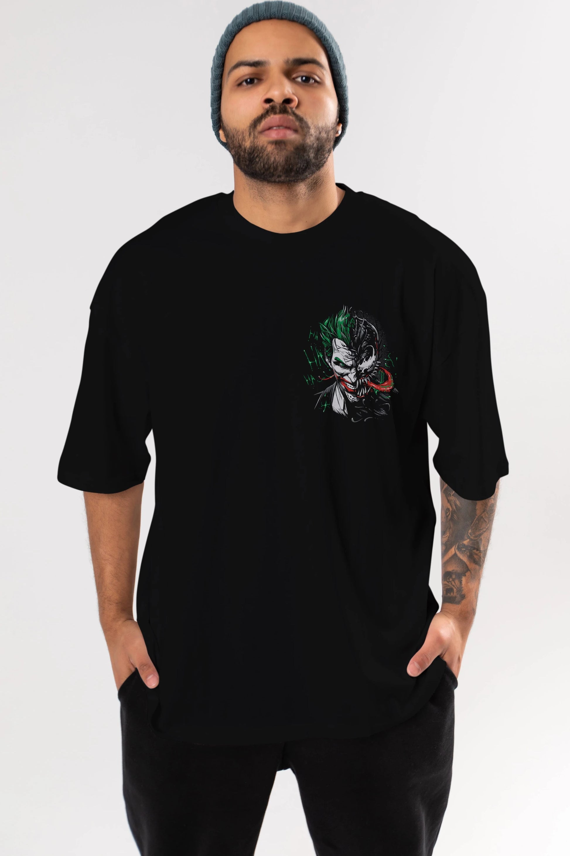Venom (16) Ön Sol Baskılı Oversize t-shirt Erkek Kadın Unisex %100 Pamuk Bisiklet Yaka tişort
