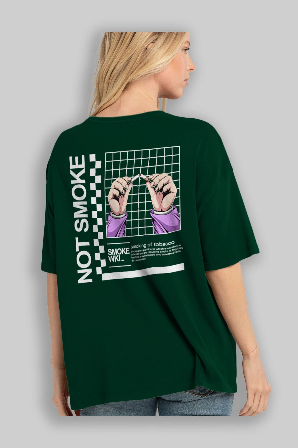 Not Smoke Arka Baskılı Oversize t-shirt Erkek Kadın Unisex