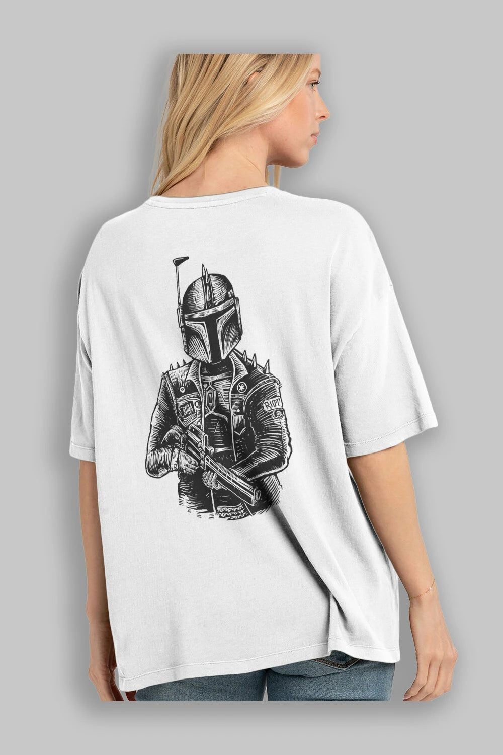 Boba Punk Arka Baskılı Oversize t-shirt Erkek Kadın Unisex %100 Pamuk