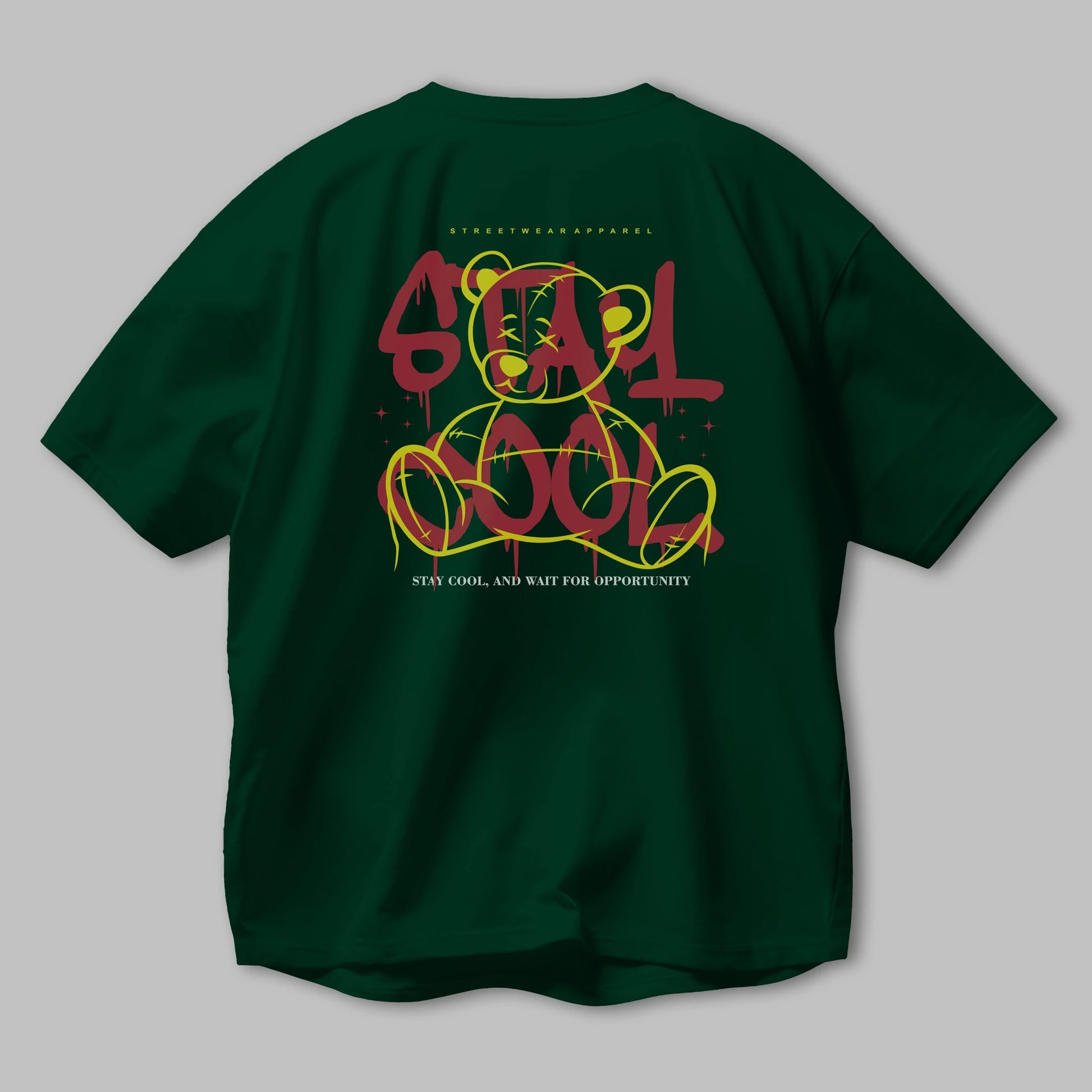 Teddy Bear Stay Cool 2 Arka Baskılı Oversize t-shirt Erkek Kadın Unisex