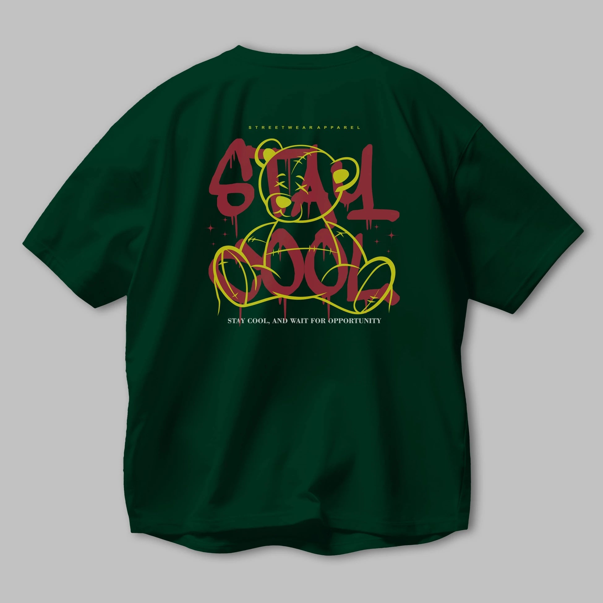 Teddy Bear Stay Cool 2 Arka Baskılı Oversize t-shirt Erkek Kadın Unisex