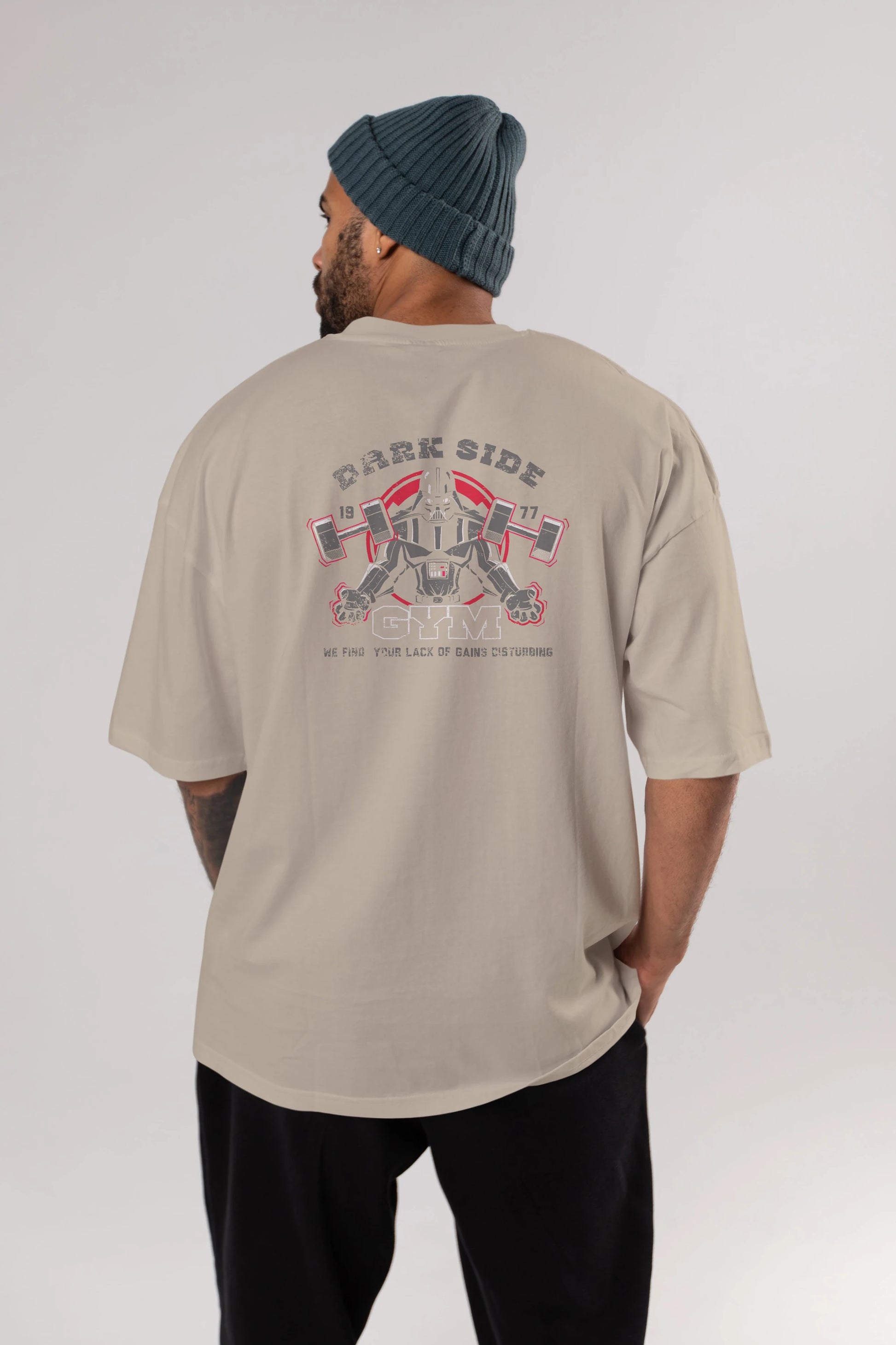 Darth Vader GYM Arka Baskılı Oversize t-shirt Erkek Kadın Unisex %100 Pamuk Bisiklet Yaka tişort