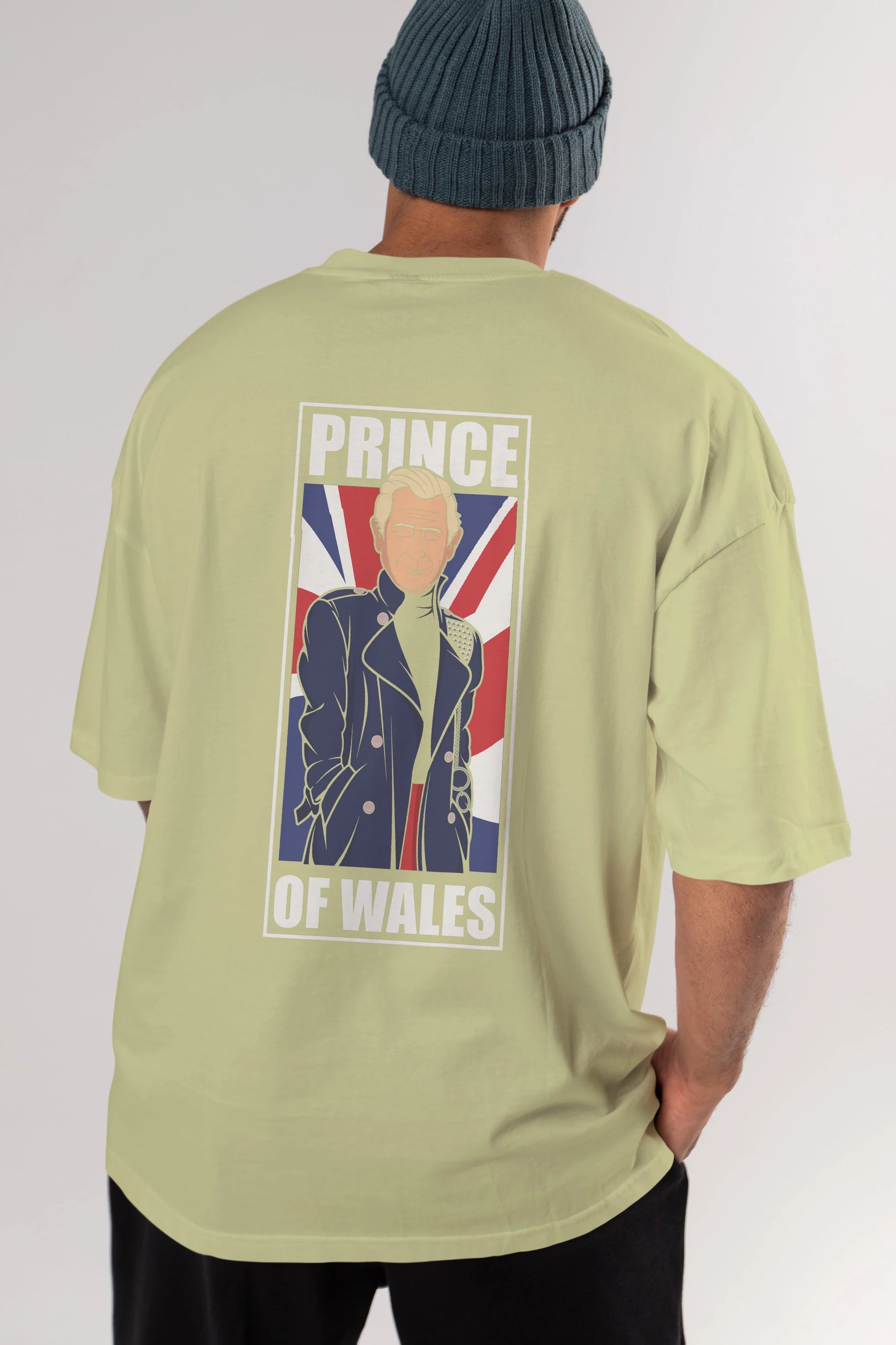 Prince Charles Arka Baskılı Oversize t-shirt Erkek Kadın Unisex %100 Pamuk tişort