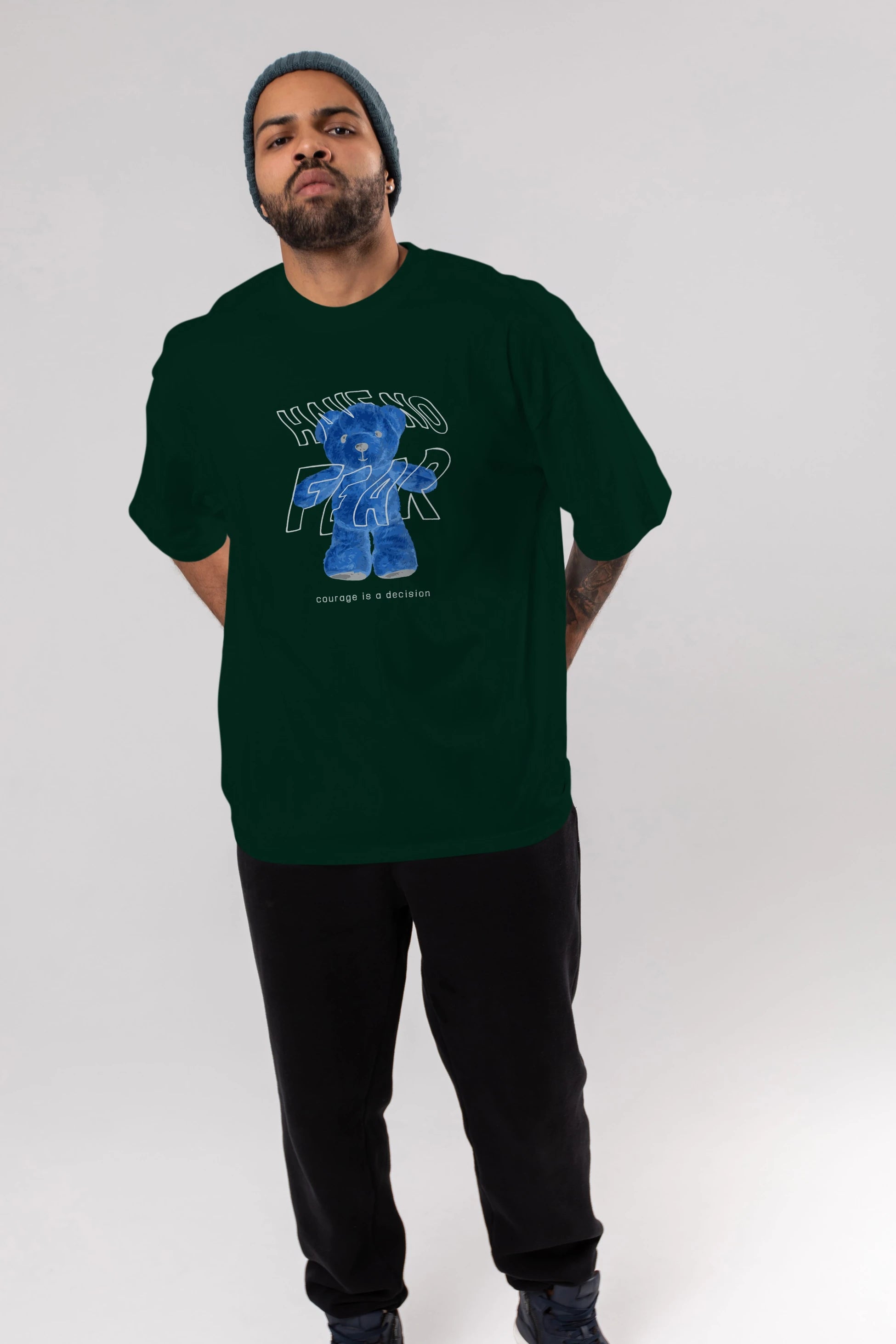 Have no Fear Bear Ön Baskılı Oversize t-shirt Erkek Kadın Unisex