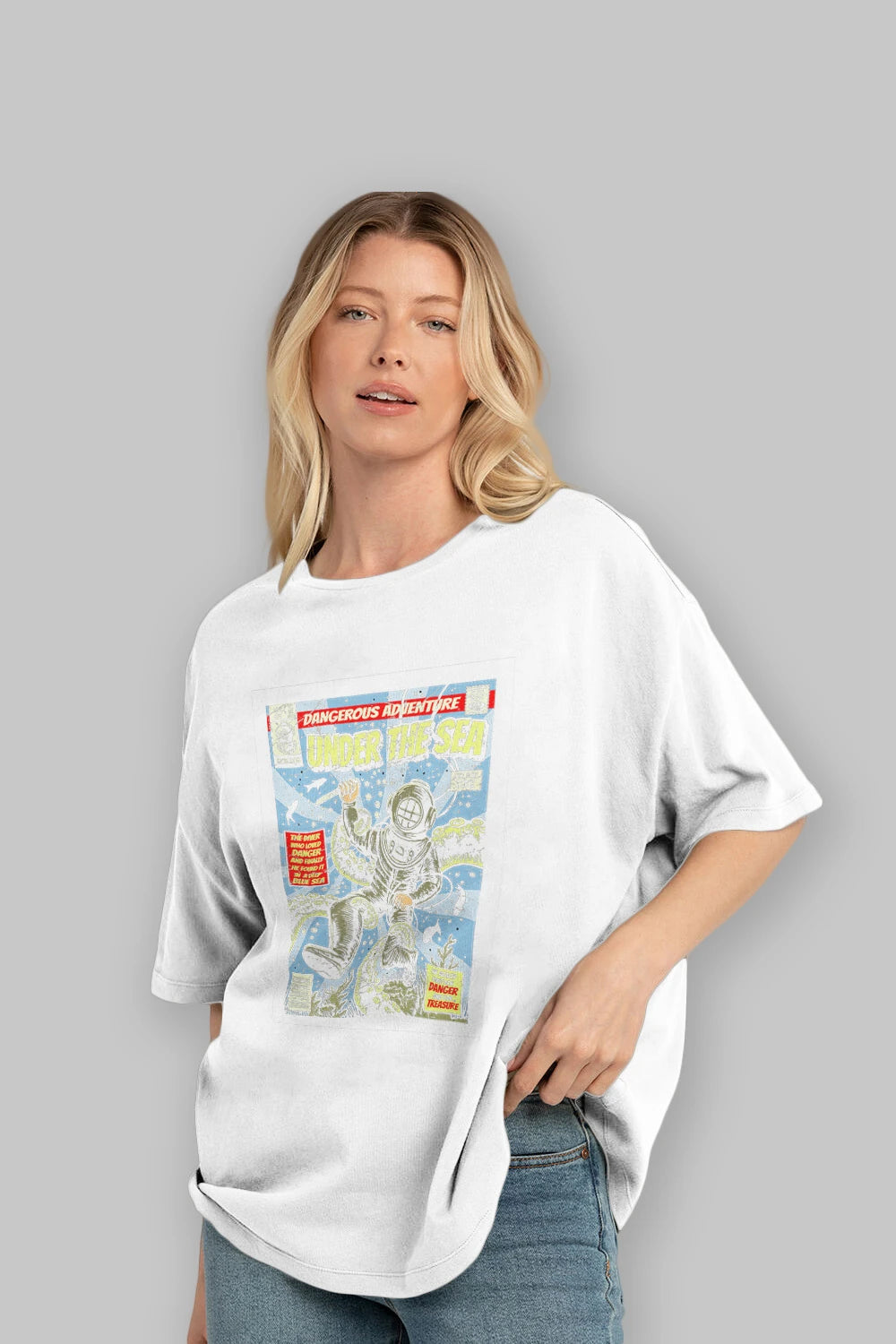 Under The Sea Ön Baskılı Oversize t-shirt Erkek Kadın Unisex %100 Pamuk tişort