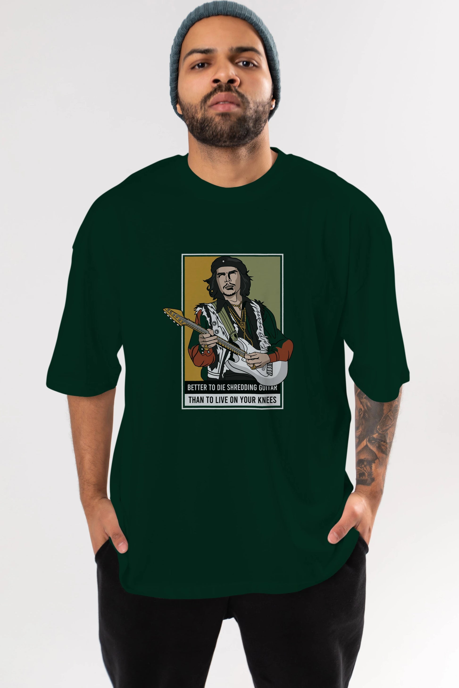 Che Guevara Hendrix Ön Baskılı Oversize t-shirt Erkek Kadın Unisex %100 Pamuk tişort