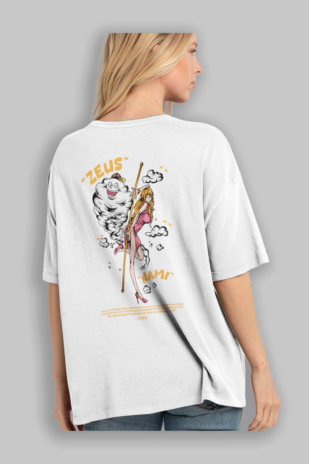 Zeus Nami Anime Arka Baskılı Oversize t-shirt Erkek Kadın Unisex