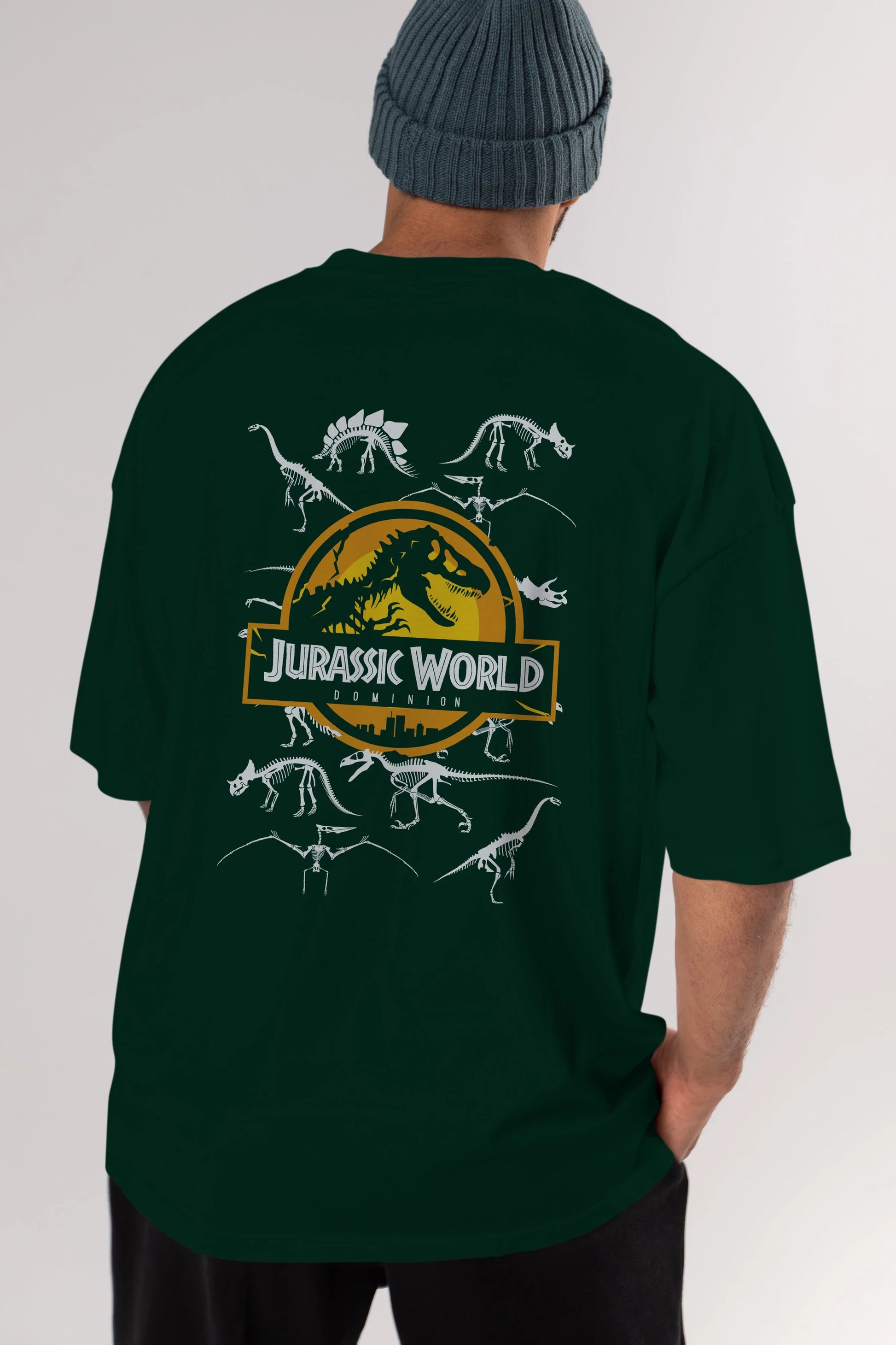 Jurassic Park (5) Arka Baskılı Oversize t-shirt Erkek Kadın Unisex %100 Pamuk Bisiklet Yaka tişort