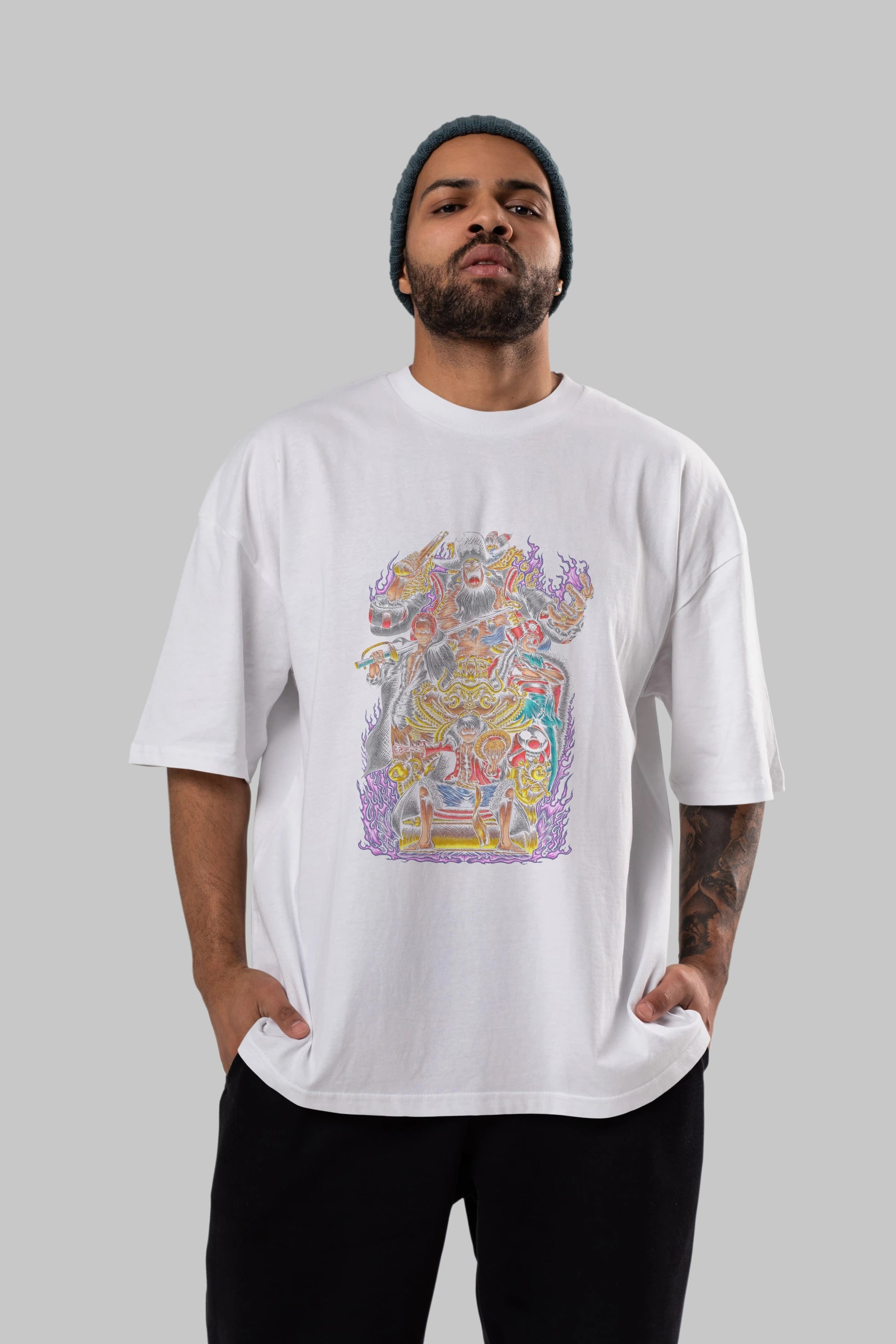 ONE PIECE (8) Anime Ön Baskılı Oversize t-shirt %100 pamuk Erkek Kadın Unisex