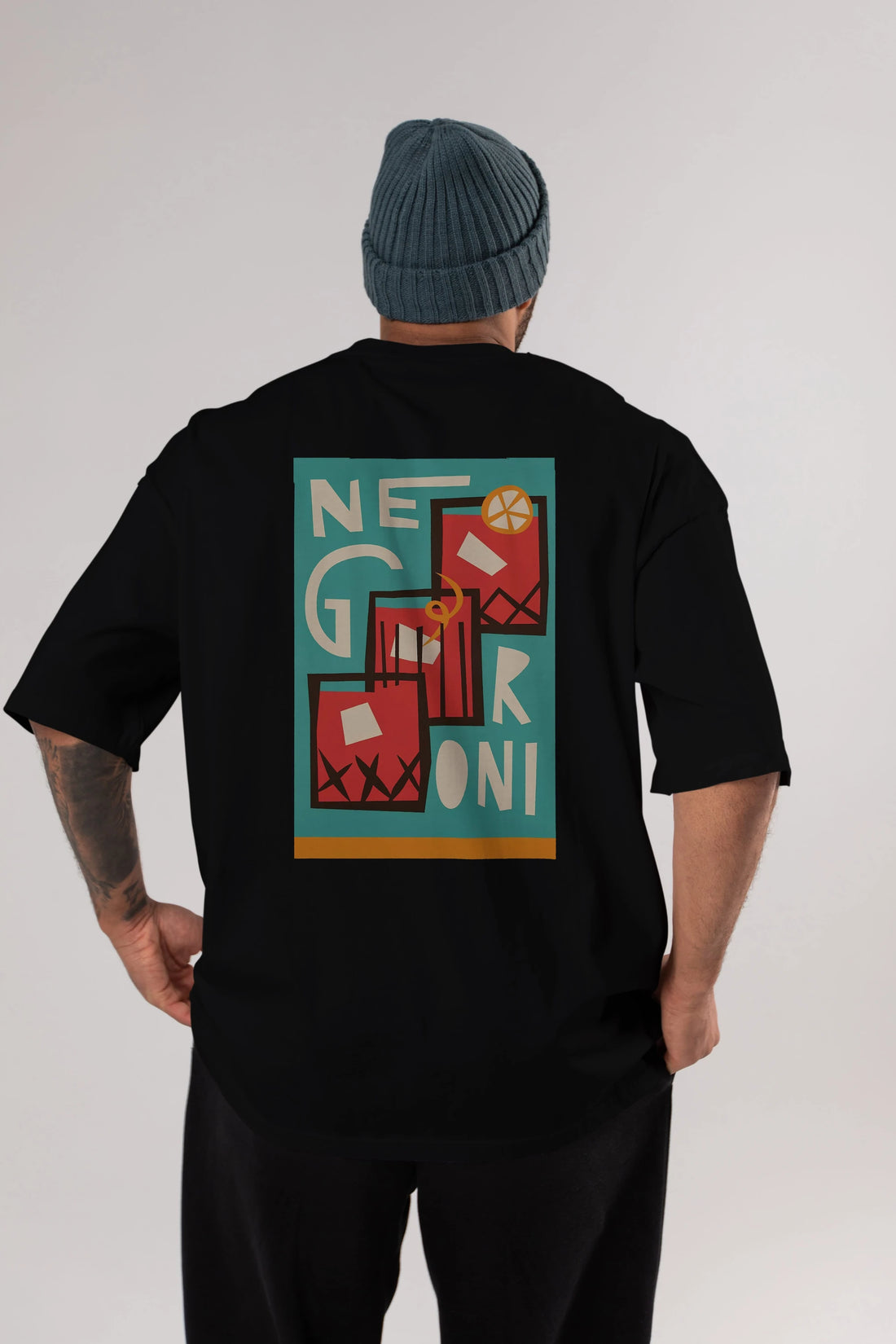 Negroni 3 Arka Baskılı Oversize t-shirt Erkek Kadın Unisex %100 Pamuk Bisiklet Yaka tişort
