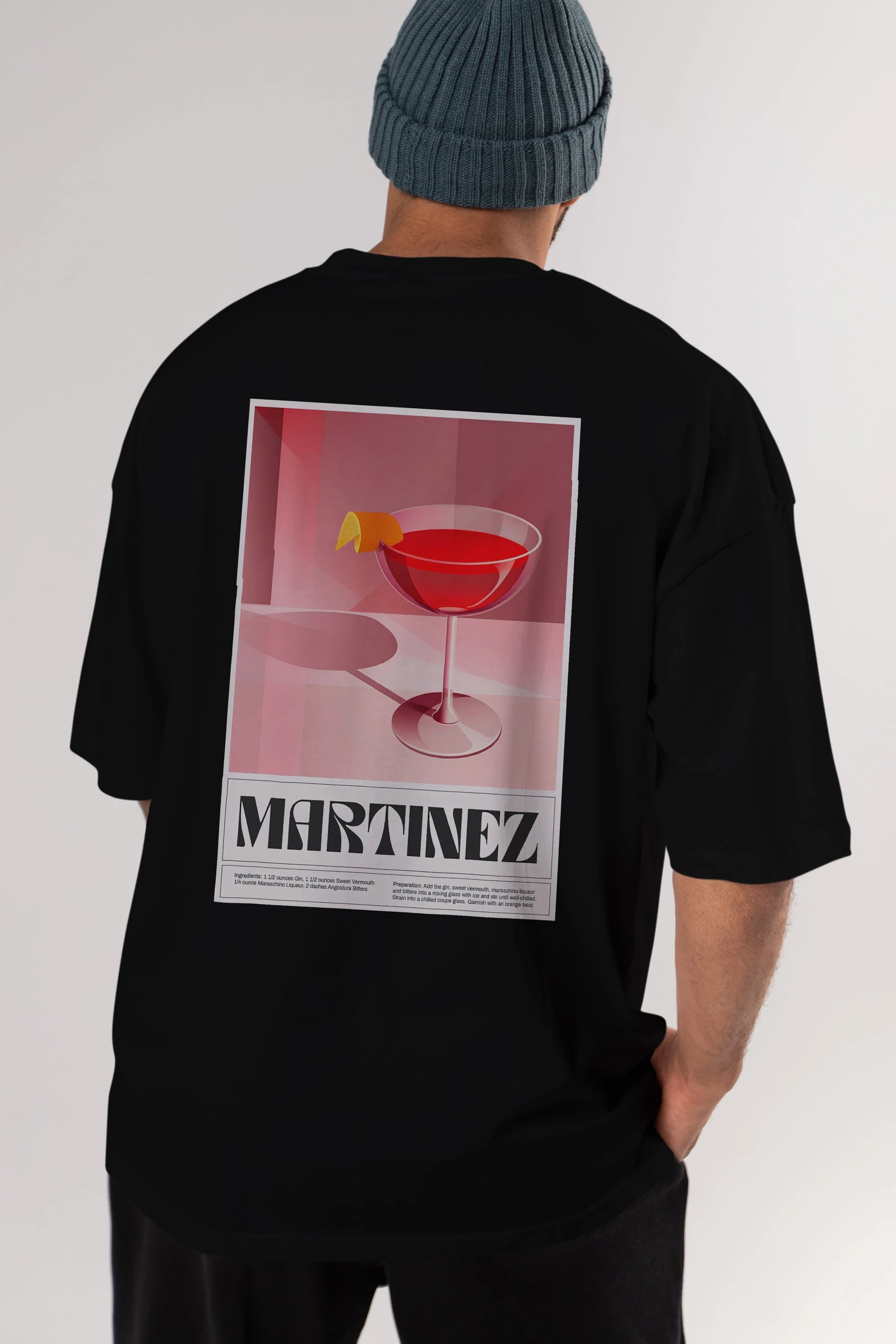 Martinez Arka Baskılı Oversize t-shirt Erkek Kadın Unisex %100 Pamuk Bisiklet Yaka tişort