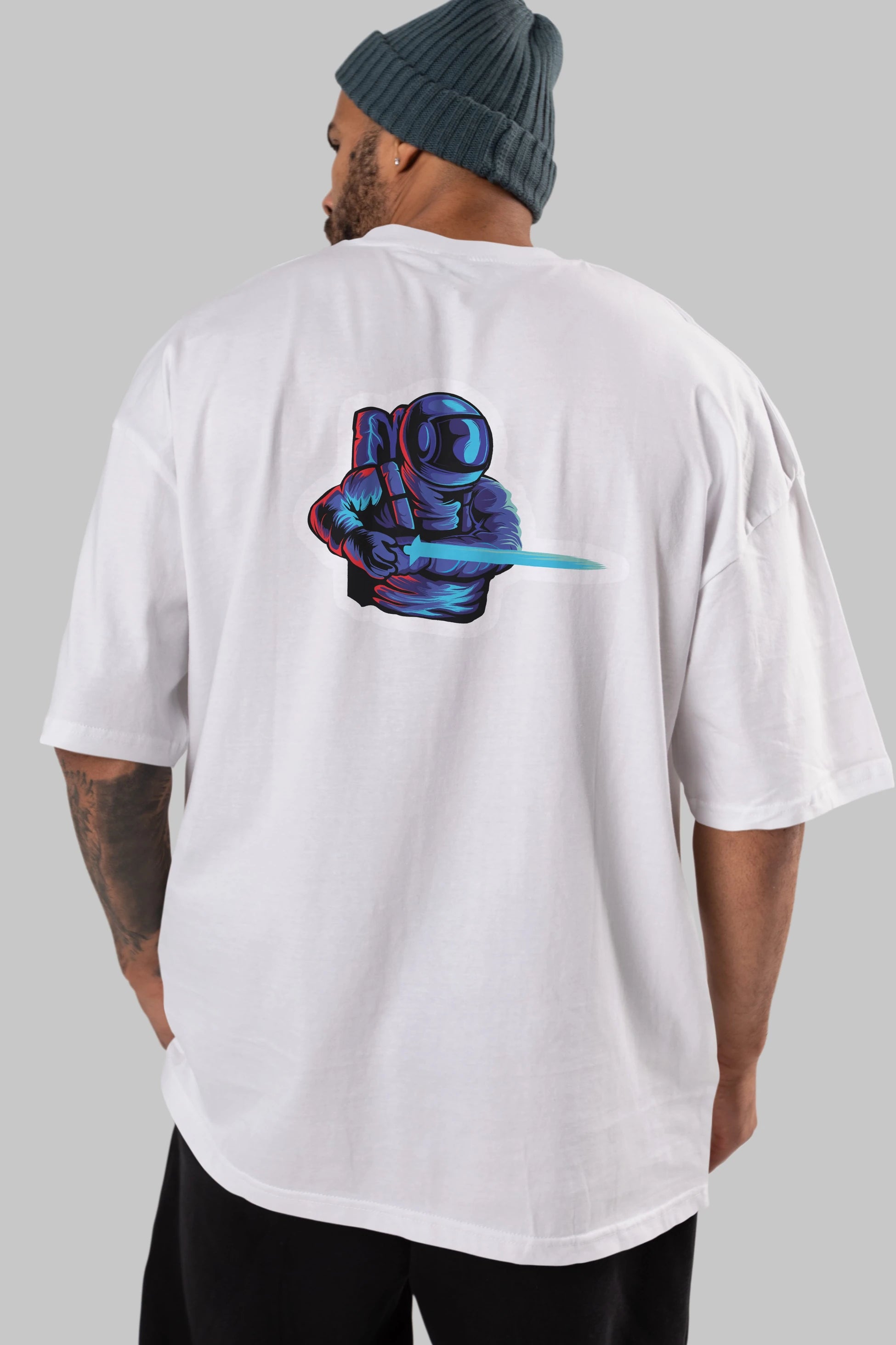 Astro Knight Sticker Arka Baskılı Oversize t-shirt Erkek Kadın Unisex