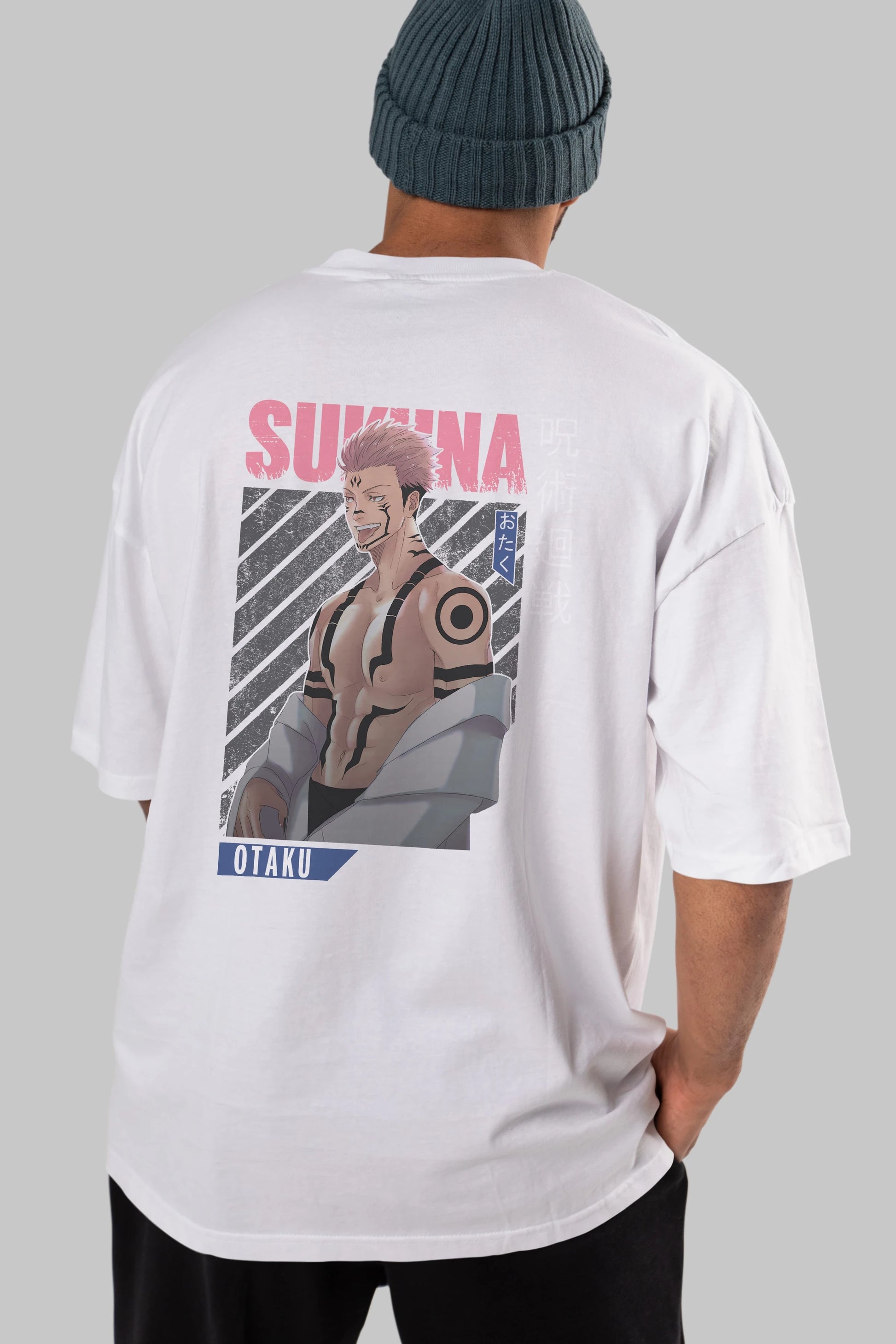 Sukuna Ryoumen Anime Arka Baskılı Oversize t-shirt Erkek Kadın Unisex