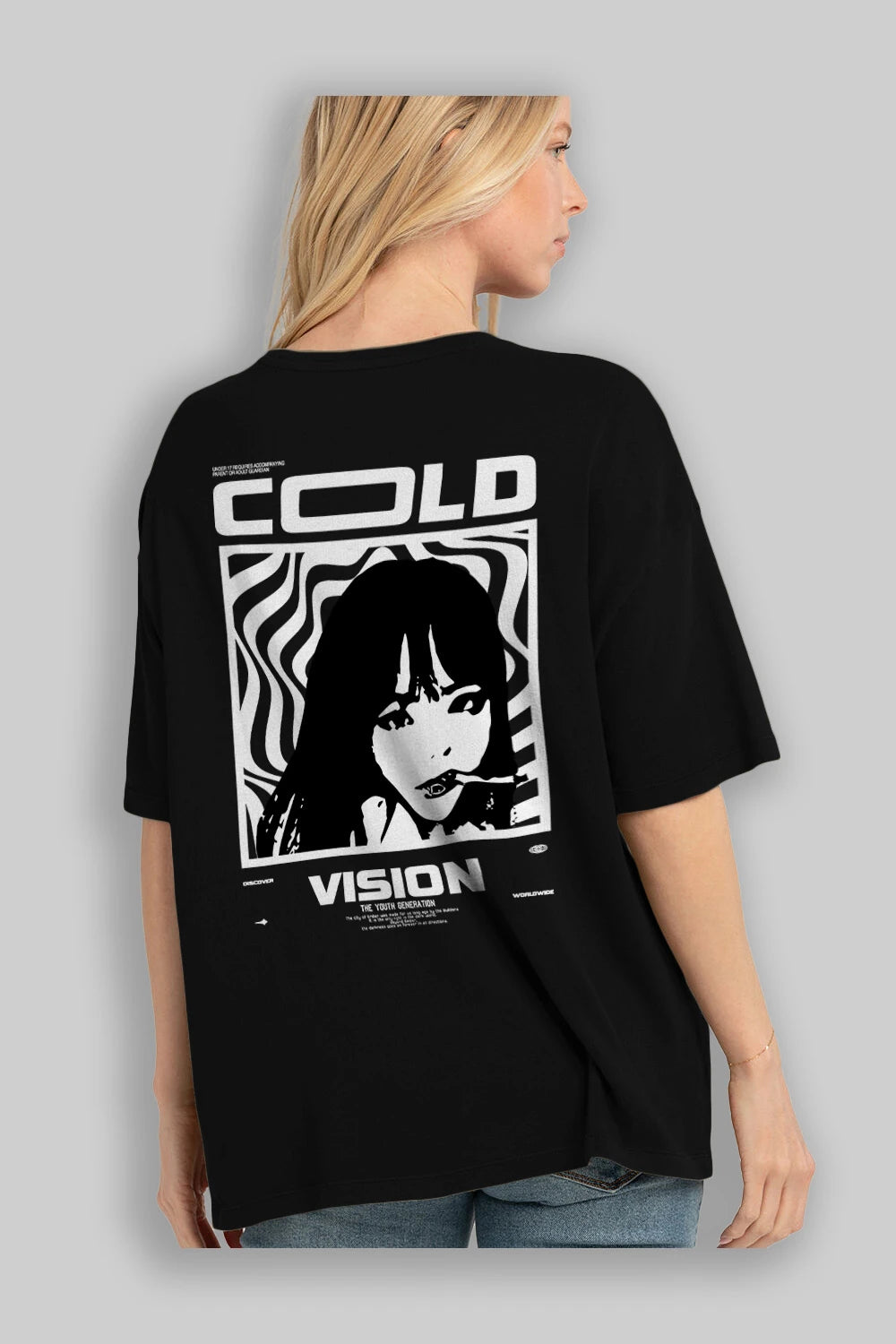 Cold Vision Arka Baskılı Oversize t-shirt Erkek Kadın Unisex