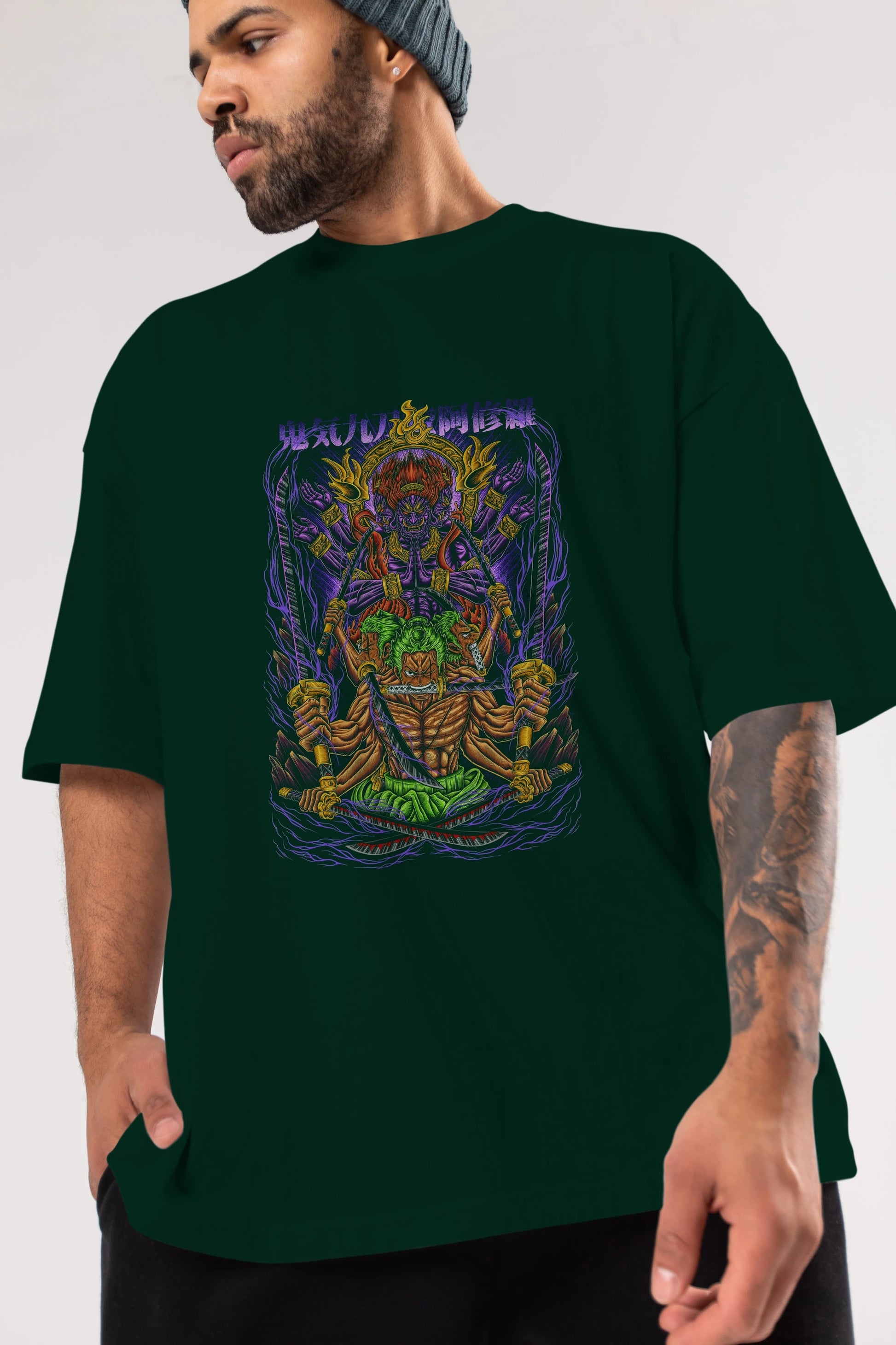 RORONOA ZORO 2 Anime Ön Baskılı Oversize t-shirt %100 pamuk Erkek Kadın Unisex