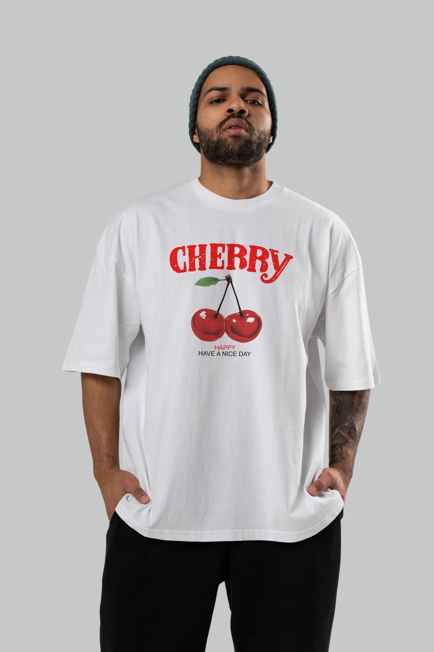 Cherry Cherries 5 Ön Baskılı Oversize t-shirt Erkek Kadın Pamuk Bisiklet Yaka tişort