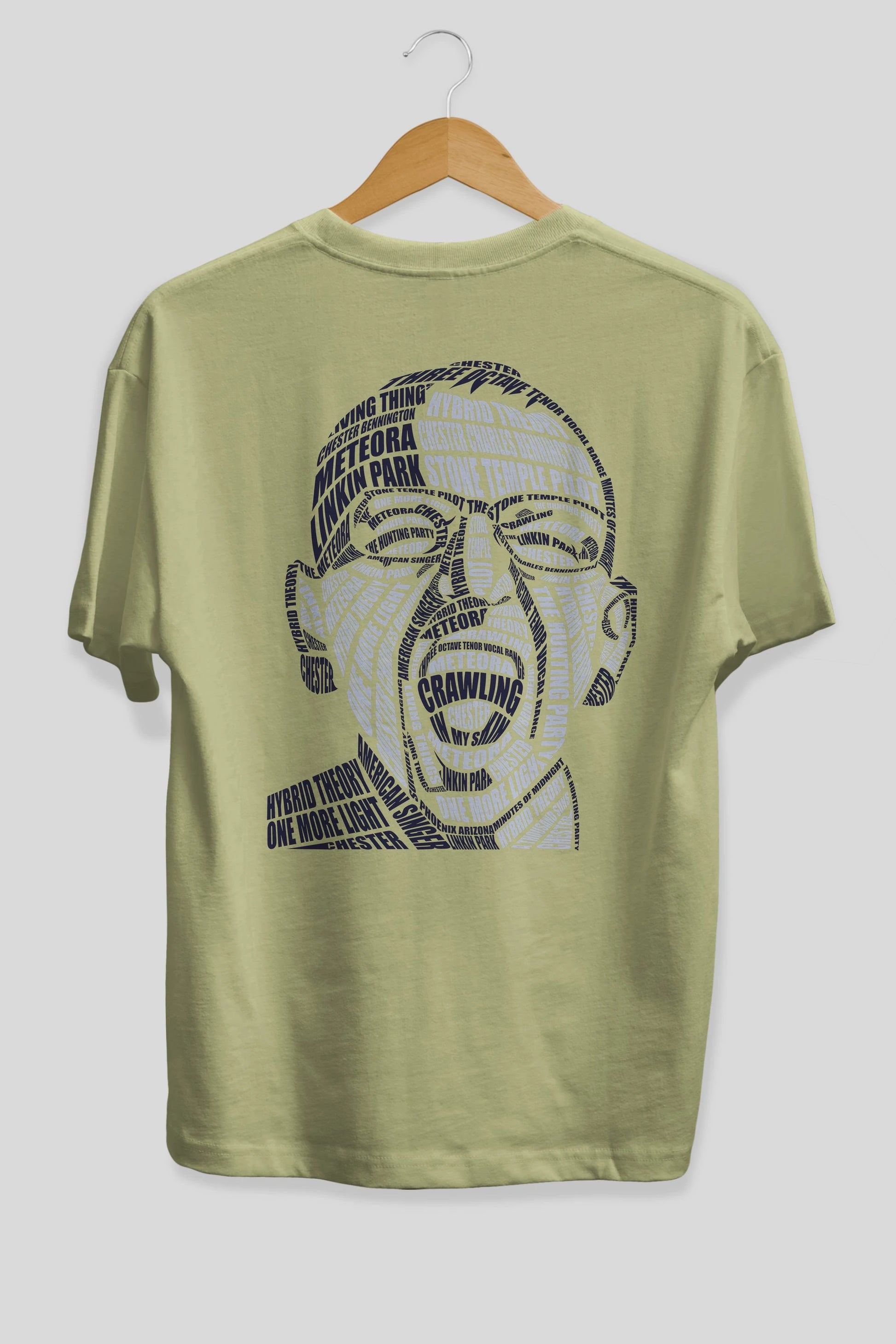 Chester Bennington Calligram Arka Baskılı Oversize t-shirt %100 pamuk Erkek Kadın Unisex