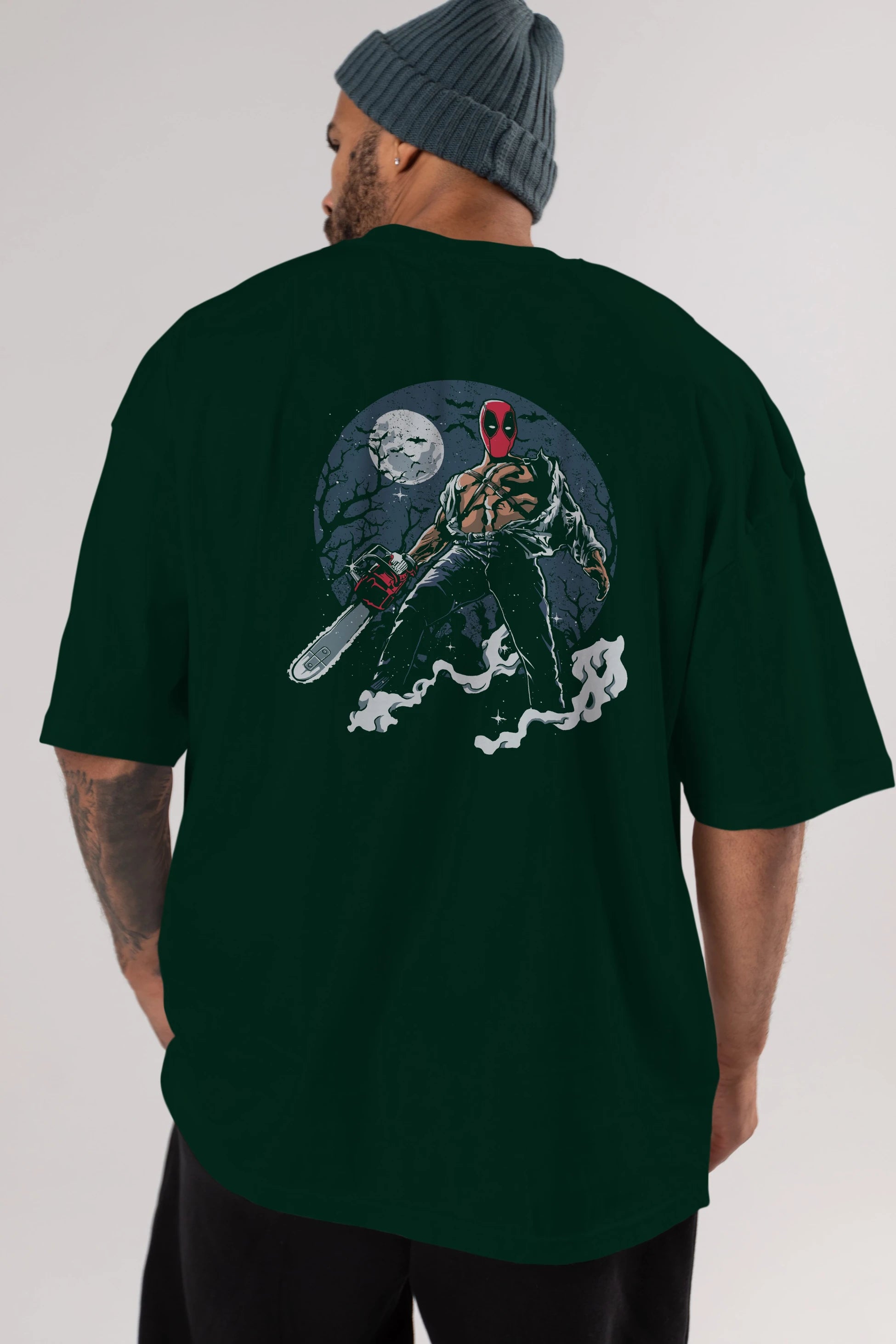 Evil Deadpool Arka Baskılı Oversize t-shirt Erkek Kadın Unisex %100 Pamuk