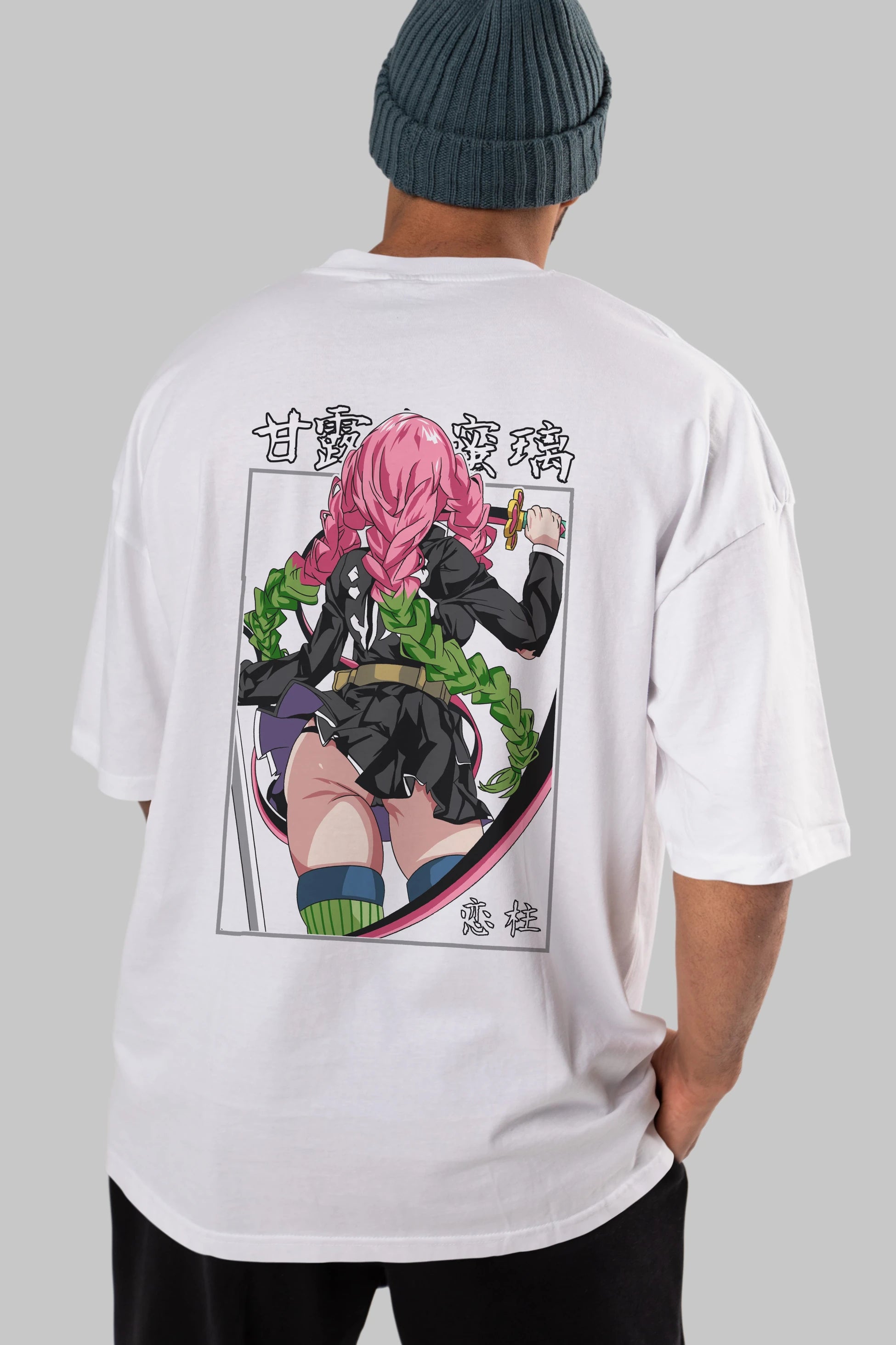 Mitsuri DEMONSLAYER Anime Arka Baskılı Oversize t-shirt Erkek Kadın Unisex