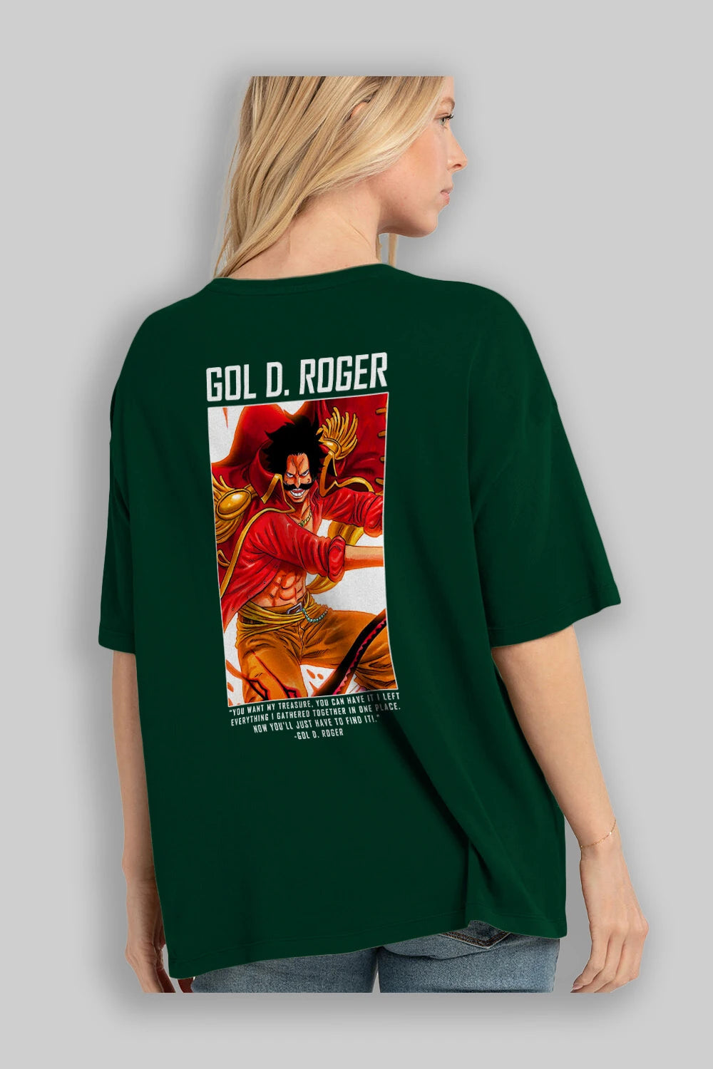 Gol D. Roger Anime Arka Baskılı Oversize t-shirt Erkek Kadın Unisex %100 pamuk tişort