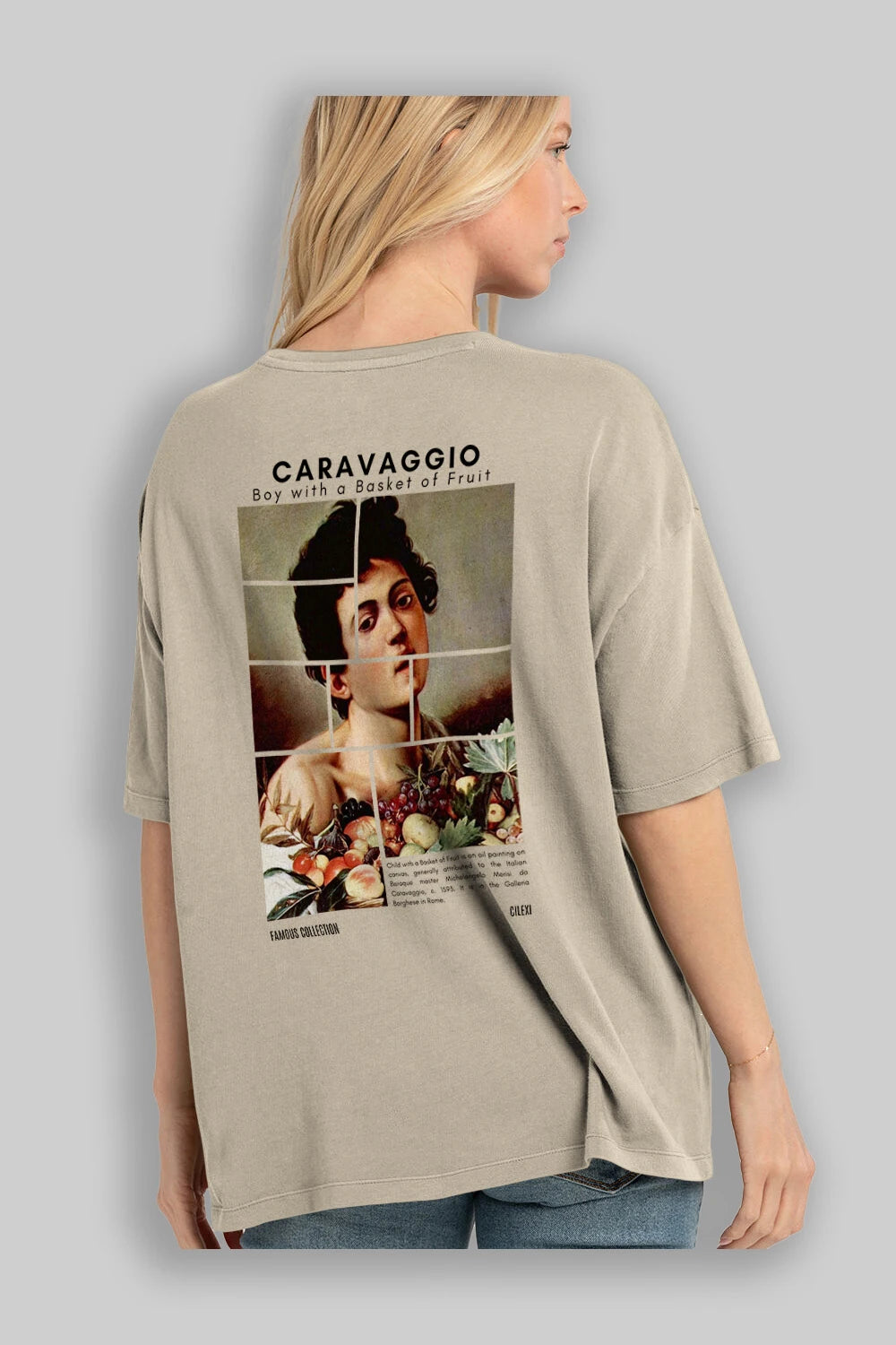 Caravaggio Boy Arka Baskılı Oversize t-shirt Erkek Kadın Bisiklet Yaka Pamuk tişort