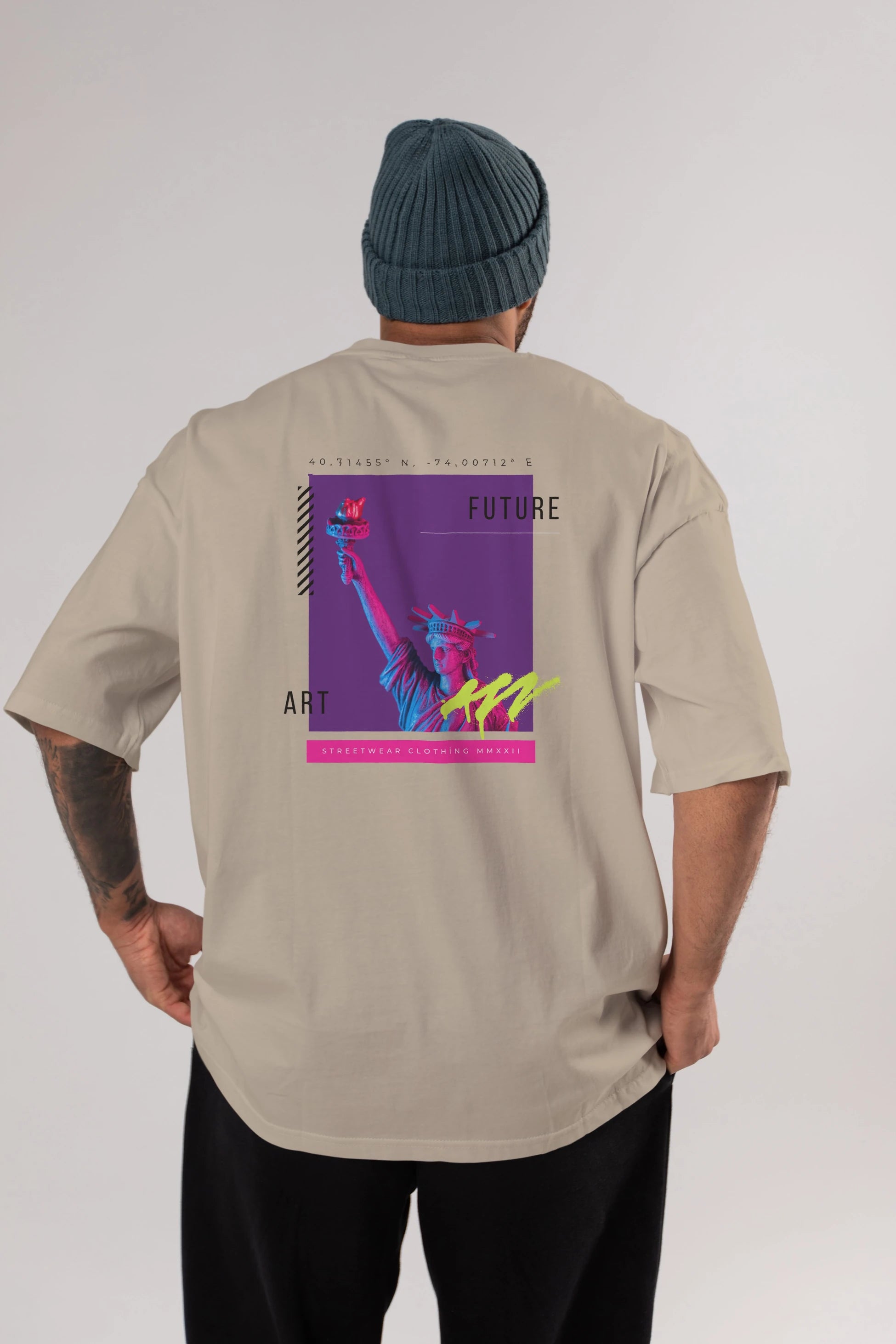 Future Art Arka Baskılı Oversize t-shirt Erkek Kadın Unisex