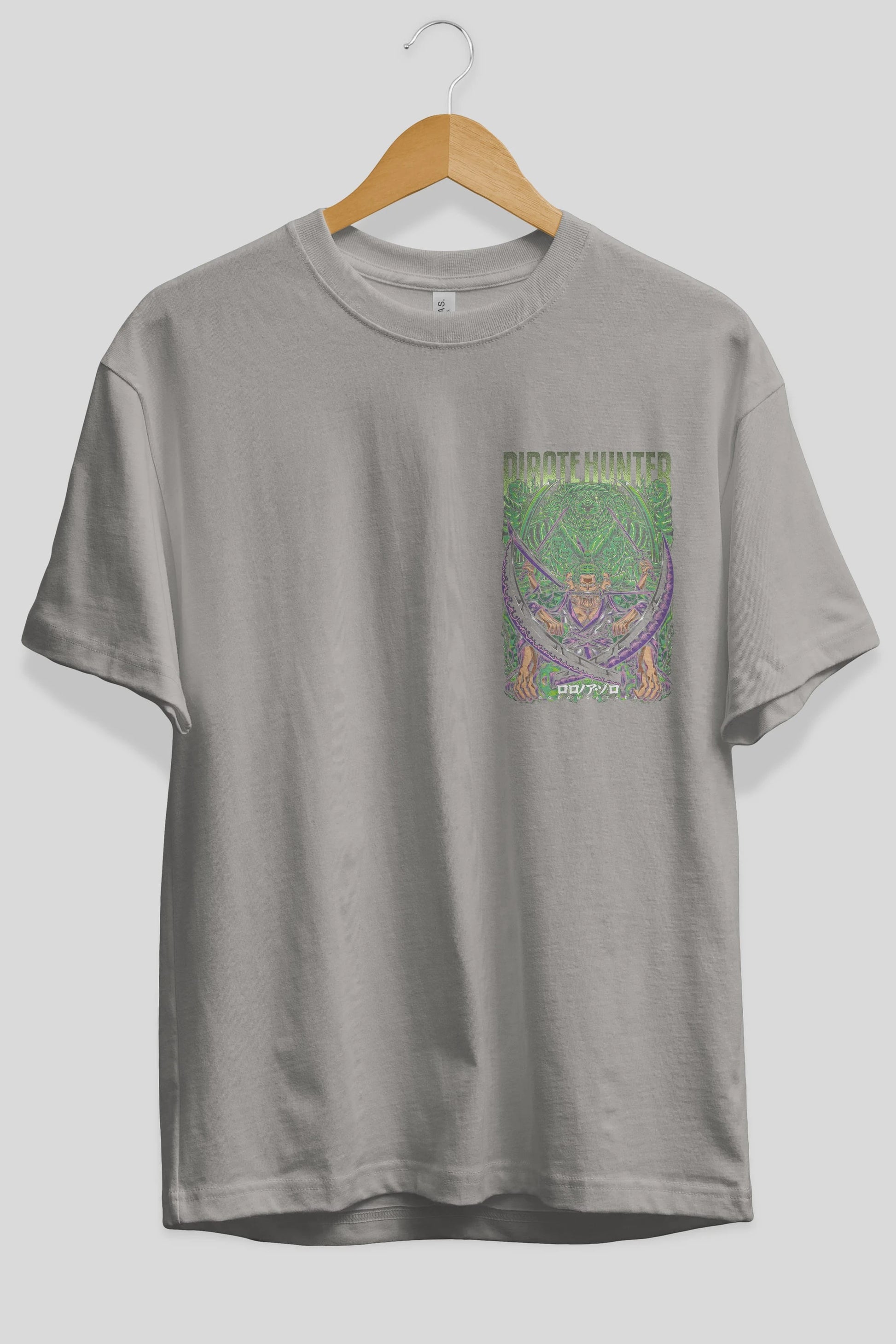 RORONOA ZORO 3 Ön Sol Baskılı Oversize t-shirt Erkek Kadın Unisex %100 Pamuk Bisiklet Yaka tişort