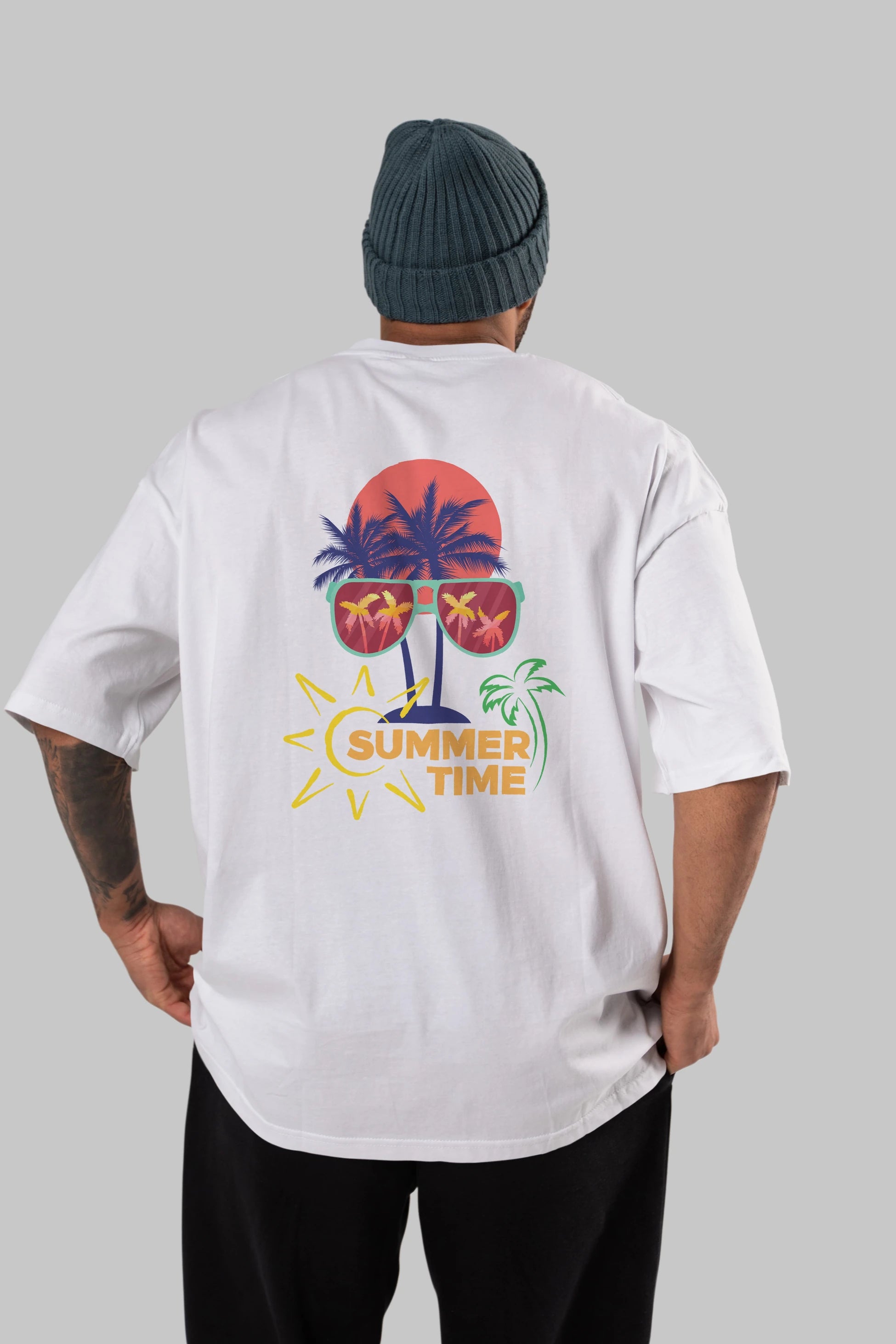 Summer Time Yazılı Arka Baskılı Oversize t-shirt Erkek Kadın Unisex