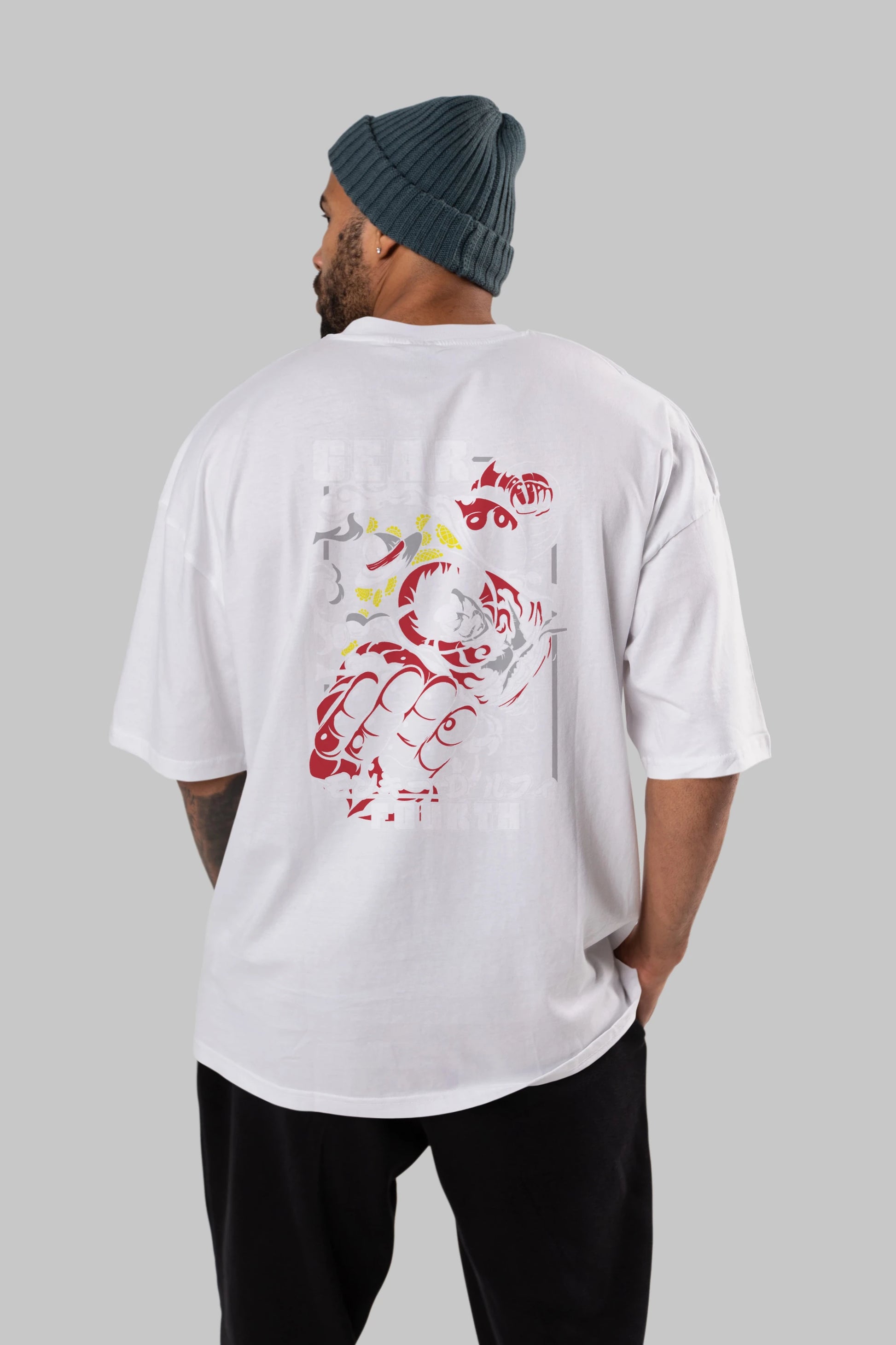 LUFFY gear fourth Anime Arka Baskılı Oversize t-shirt Erkek Kadın Unisex