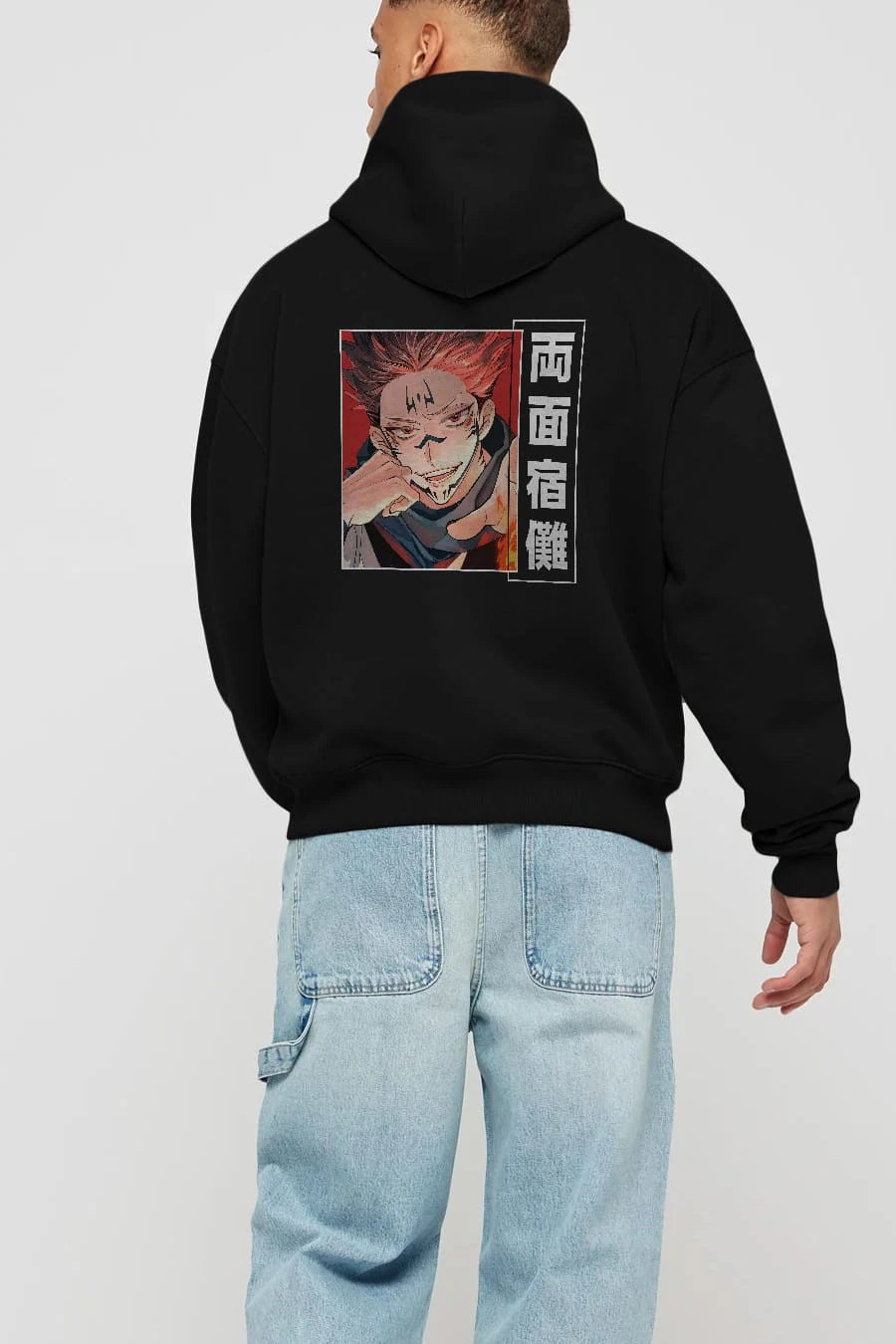 Sukuna Ryoumen 4 Anime Arka Baskılı Hoodie Oversize Kapüşonlu Sweatshirt Erkek Kadın Unisex