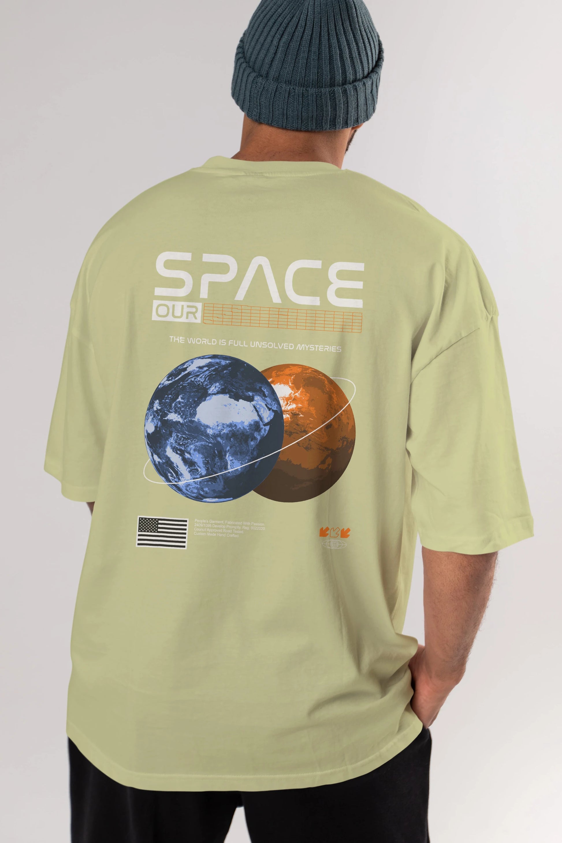 Space Our Arka Baskılı Oversize t-shirt Erkek Kadın Unisex