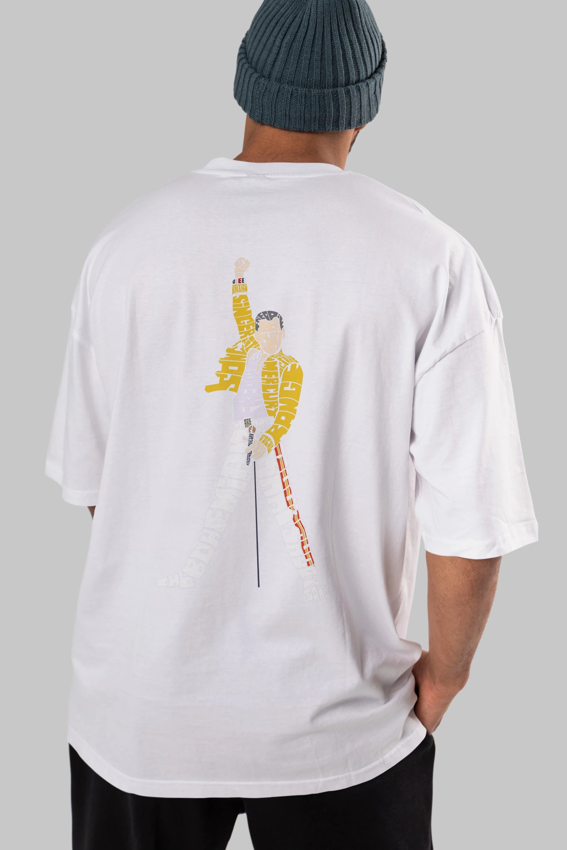 Freddy Mercury Arka Baskılı Oversize t-shirt %100 pamuk Erkek Kadın Unisex