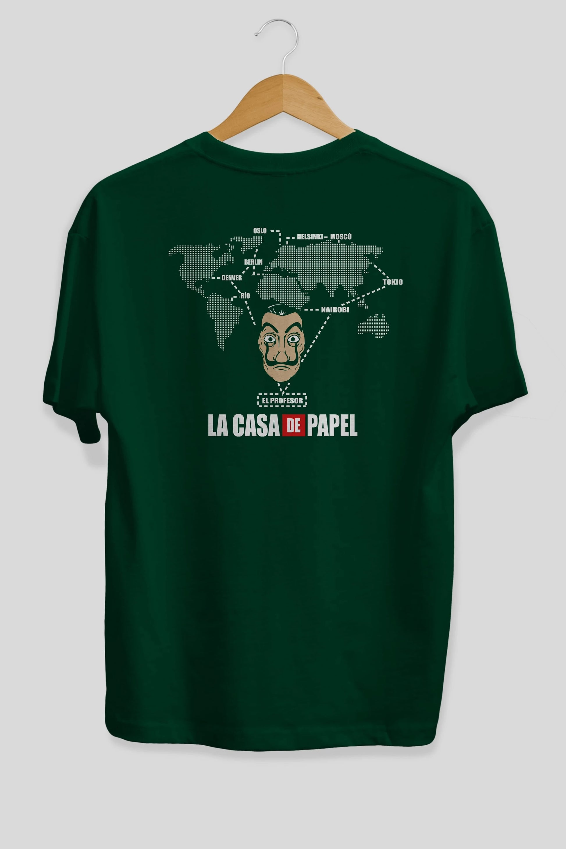 La Casa De Papel Arka Baskılı Oversize t-shirt Erkek Kadın Unisex %100 Pamuk Bisiklet Yaka tişort
