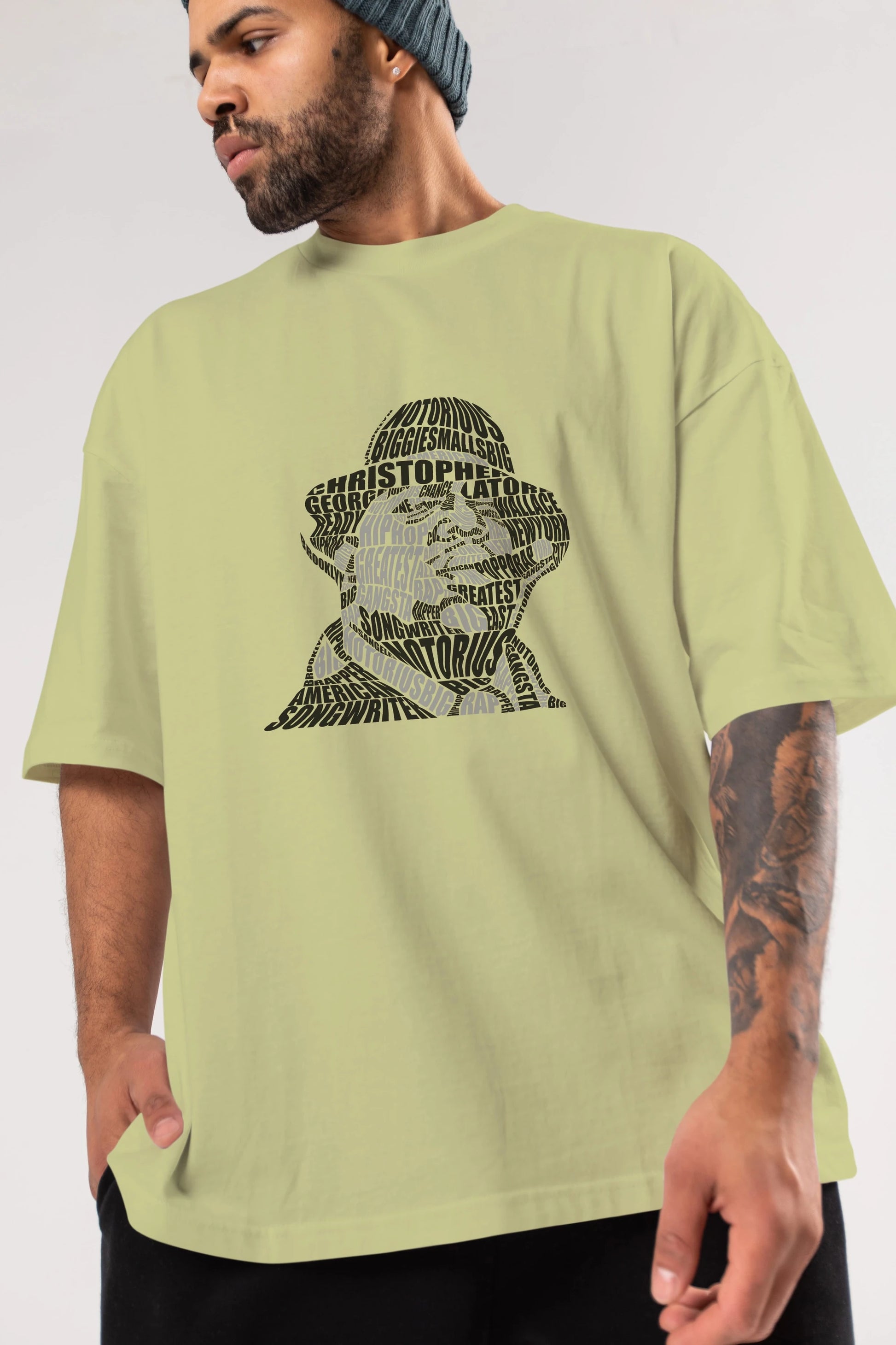 Notorious Big Calligram Ön Baskılı Oversize t-shirt %100 pamuk Erkek Kadın Unisex