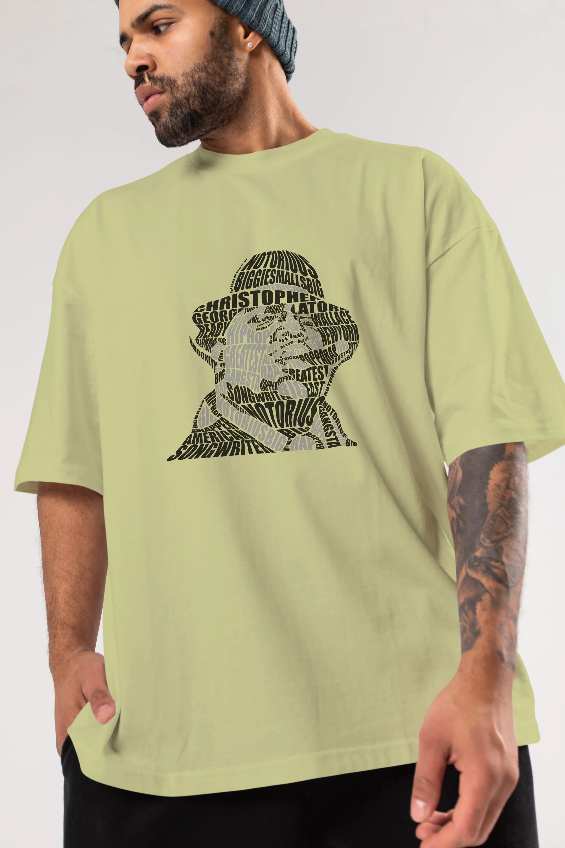 Notorious Big Calligram Ön Baskılı Oversize t-shirt %100 pamuk Erkek Kadın Unisex