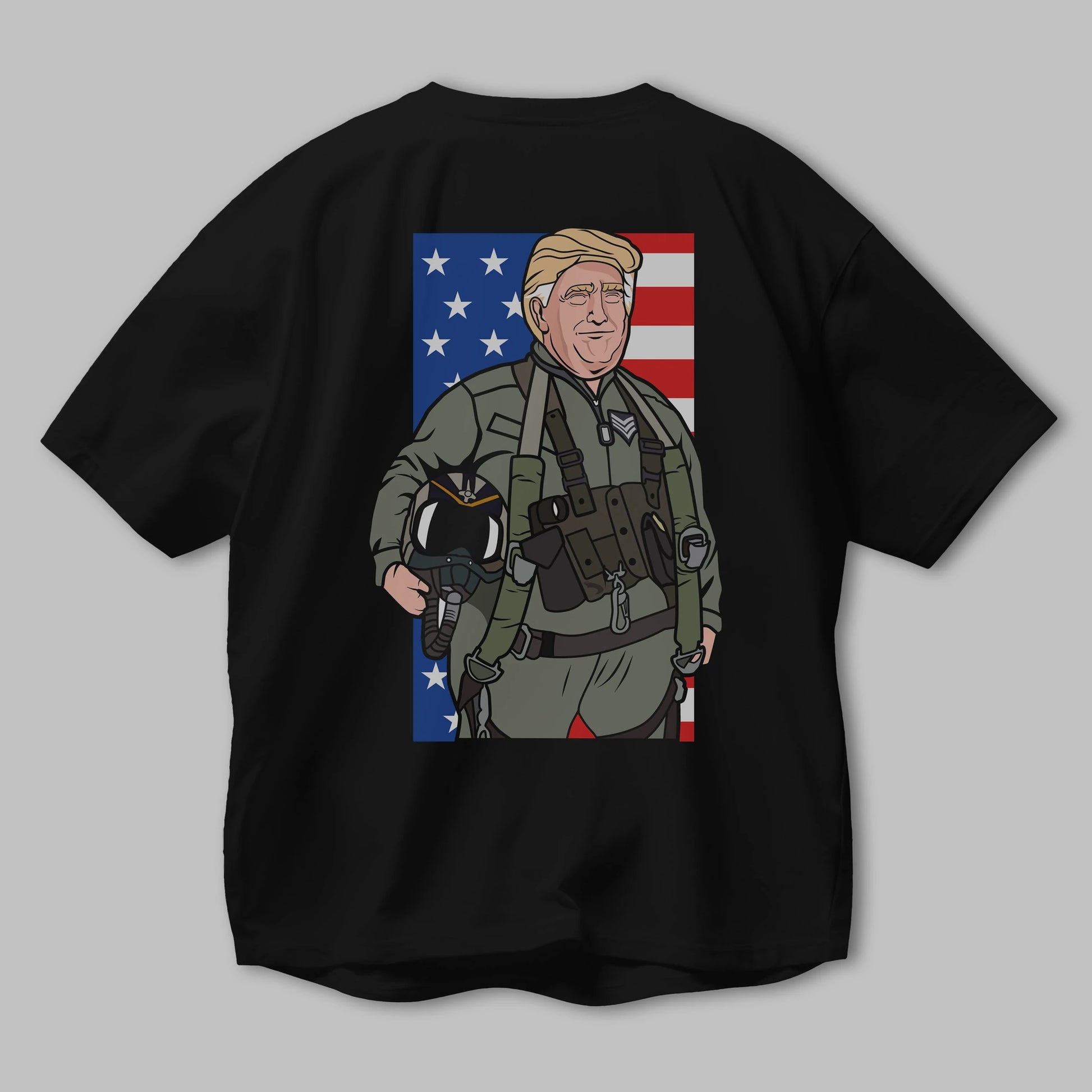 Trump Jetplane Pilot Arka Baskılı Oversize t-shirt Erkek Kadın Unisex %100 Pamuk tişort