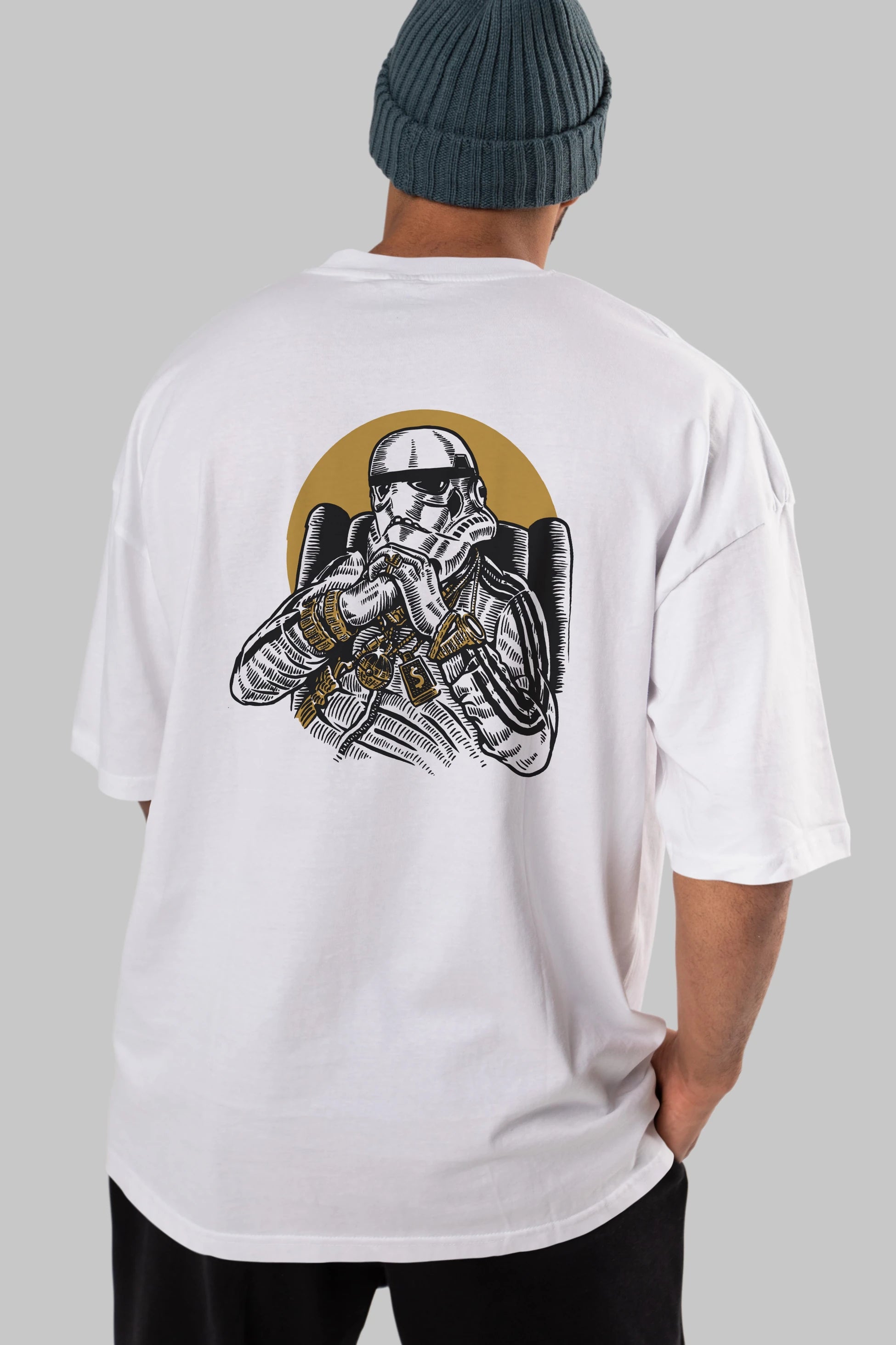 Trooper Dee Jay Arka Baskılı Oversize t-shirt Erkek Kadın Unisex %100 Pamuk