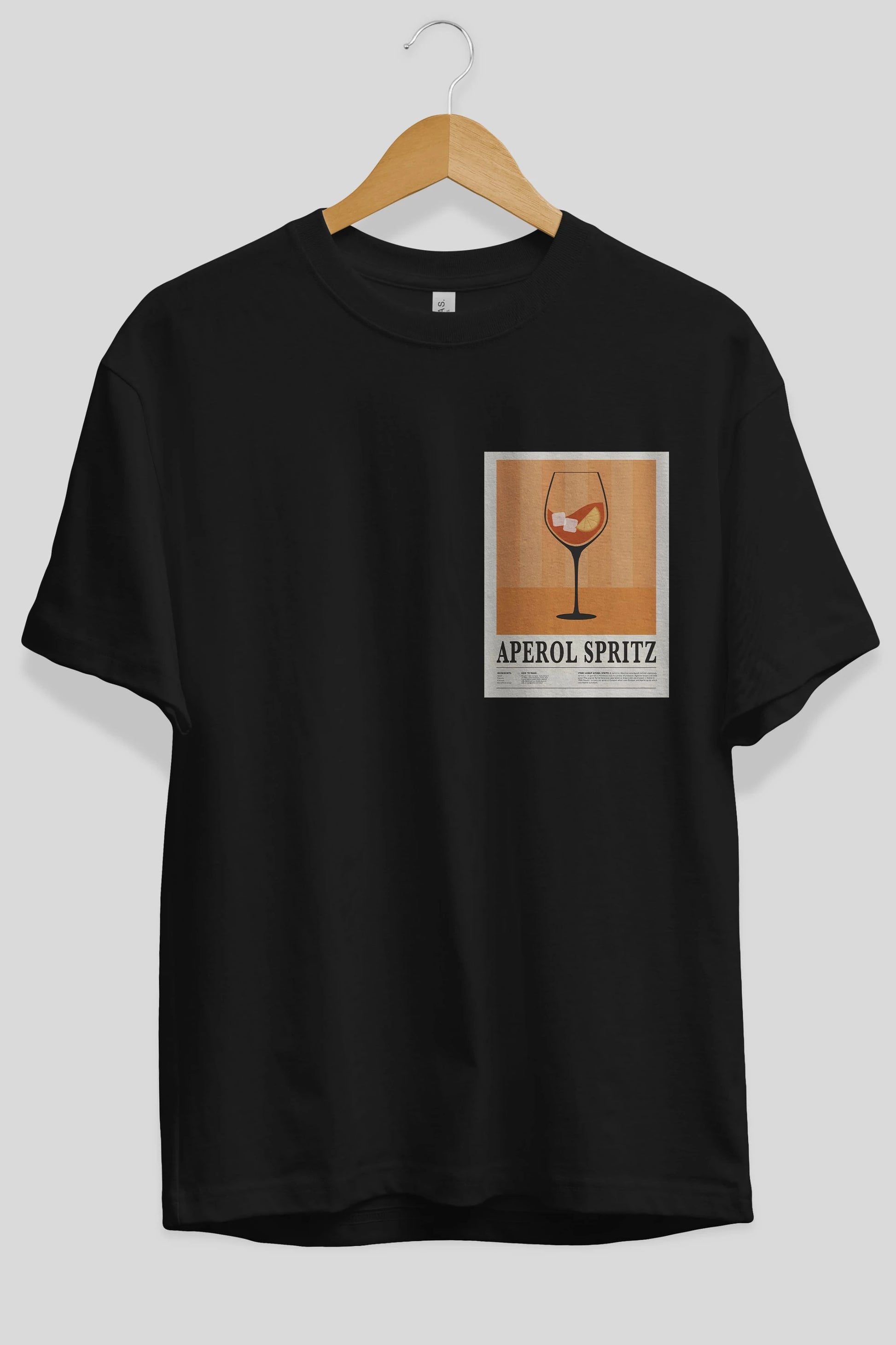Aperol Spritz 8 Ön Sol Baskılı Oversize t-shirt Erkek Kadın Unisex %100 Pamuk Bisiklet Yaka tişort