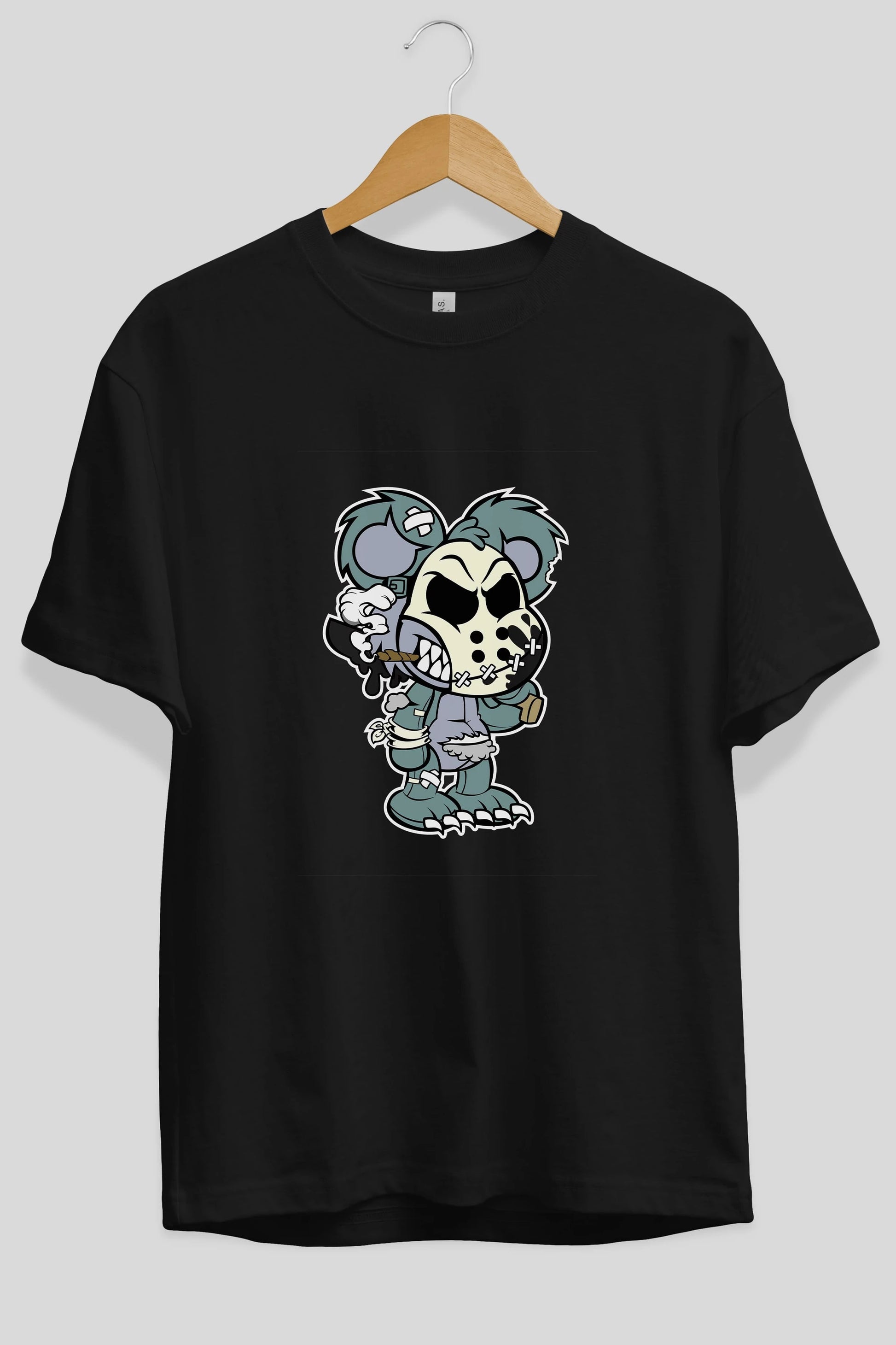 Evil Teddy Bear Ön Baskılı Oversize t-shirt Erkek Kadın Unisex %100 Pamuk tişort