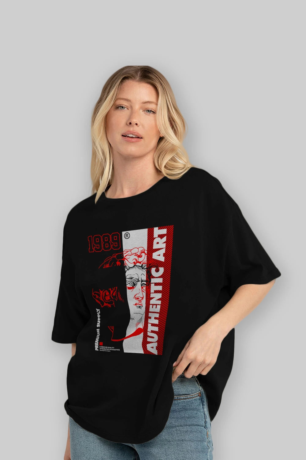 Authentic Art Ön Baskılı Oversize t-shirt Erkek Kadın Unisex