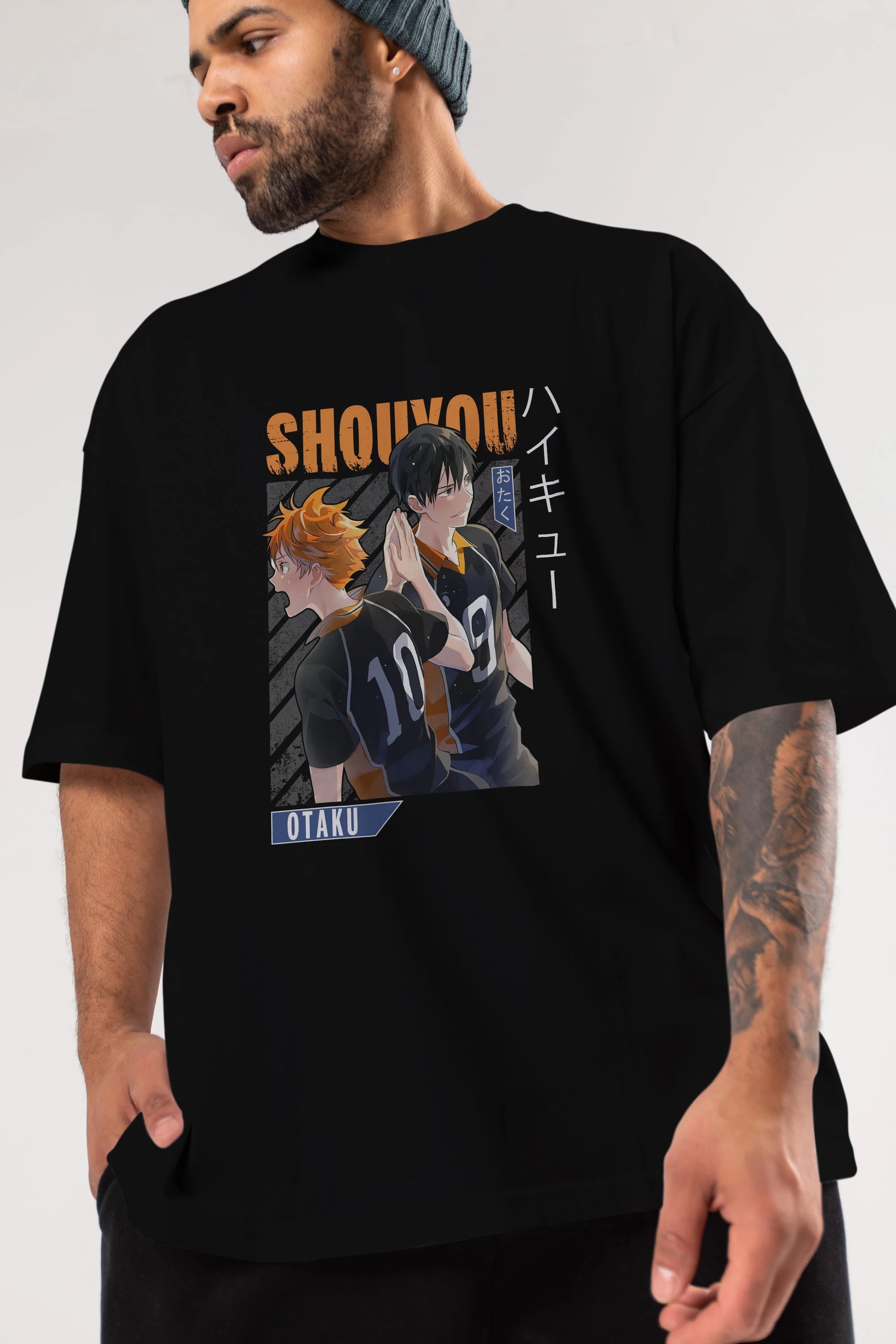 Shouyou Hinata 12 Anime Ön Baskılı Oversize t-shirt %100 pamuk Erkek Kadın Unisex